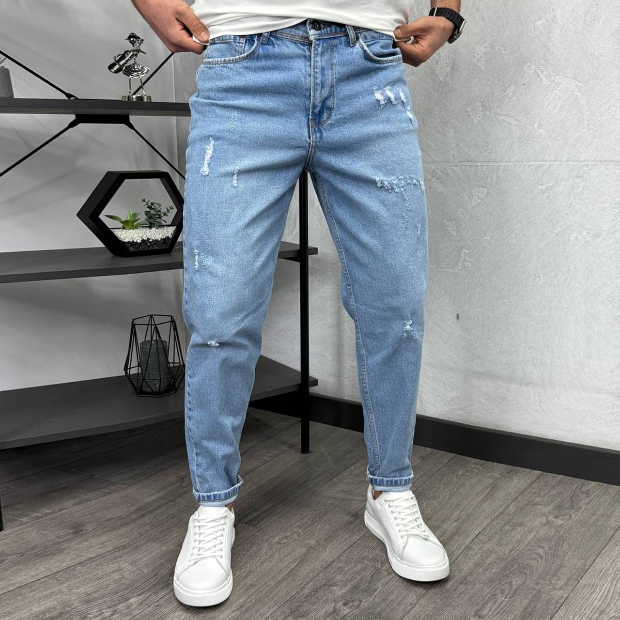 Джинси сині з подертостями 2296