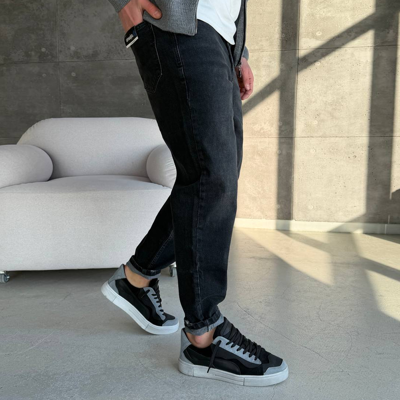 Джинси Mom з потертостями темно-сірі 3155