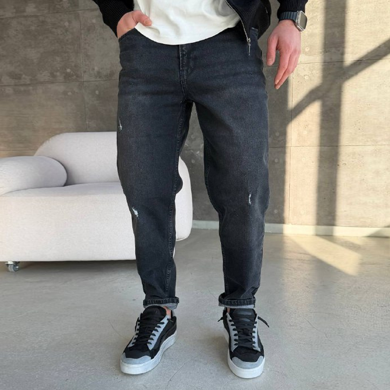 Джинси Mom з подертістю темно-сірі 3168-2