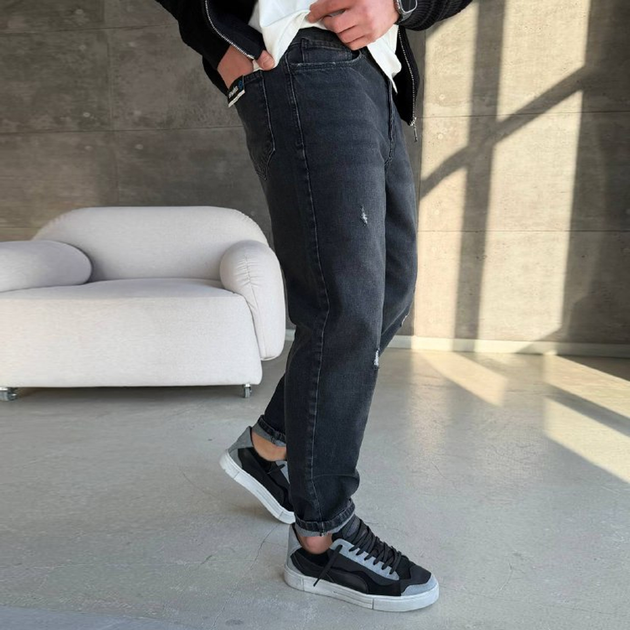 Джинси Mom з подертістю темно-сірі 3168-2