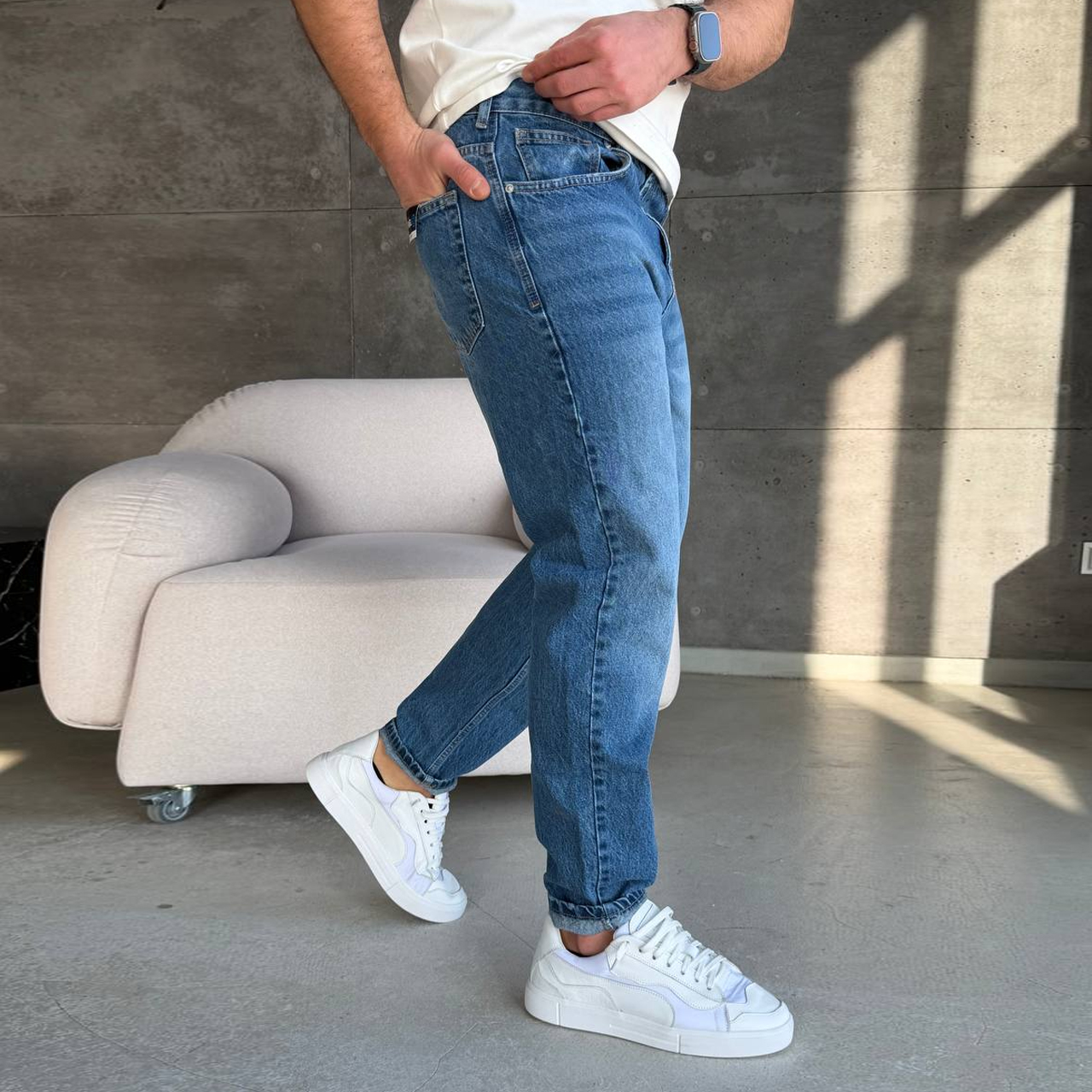 Джинси Mom сині з потертістю 23