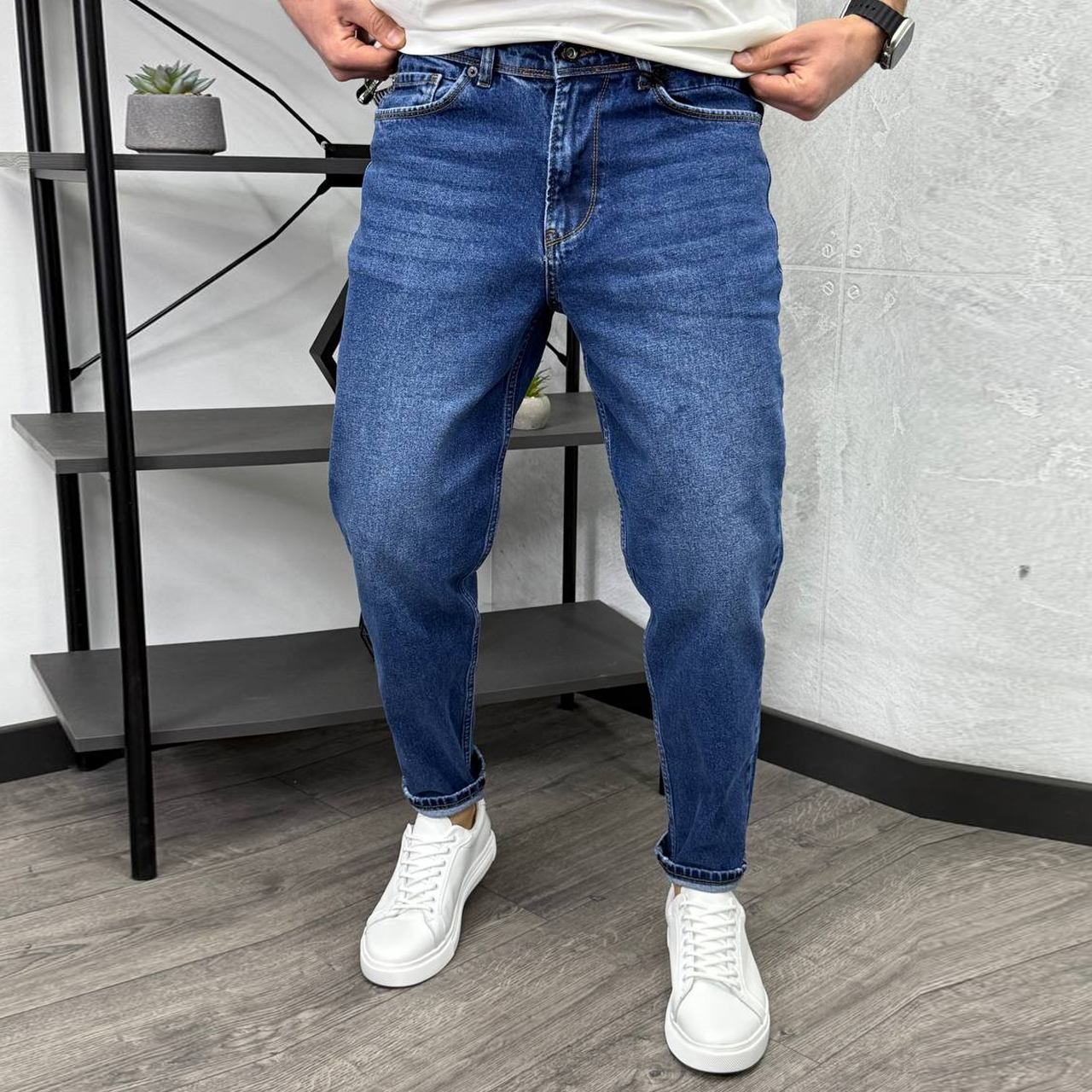 Джинси Mom сині з потертістю 3078-1(2)