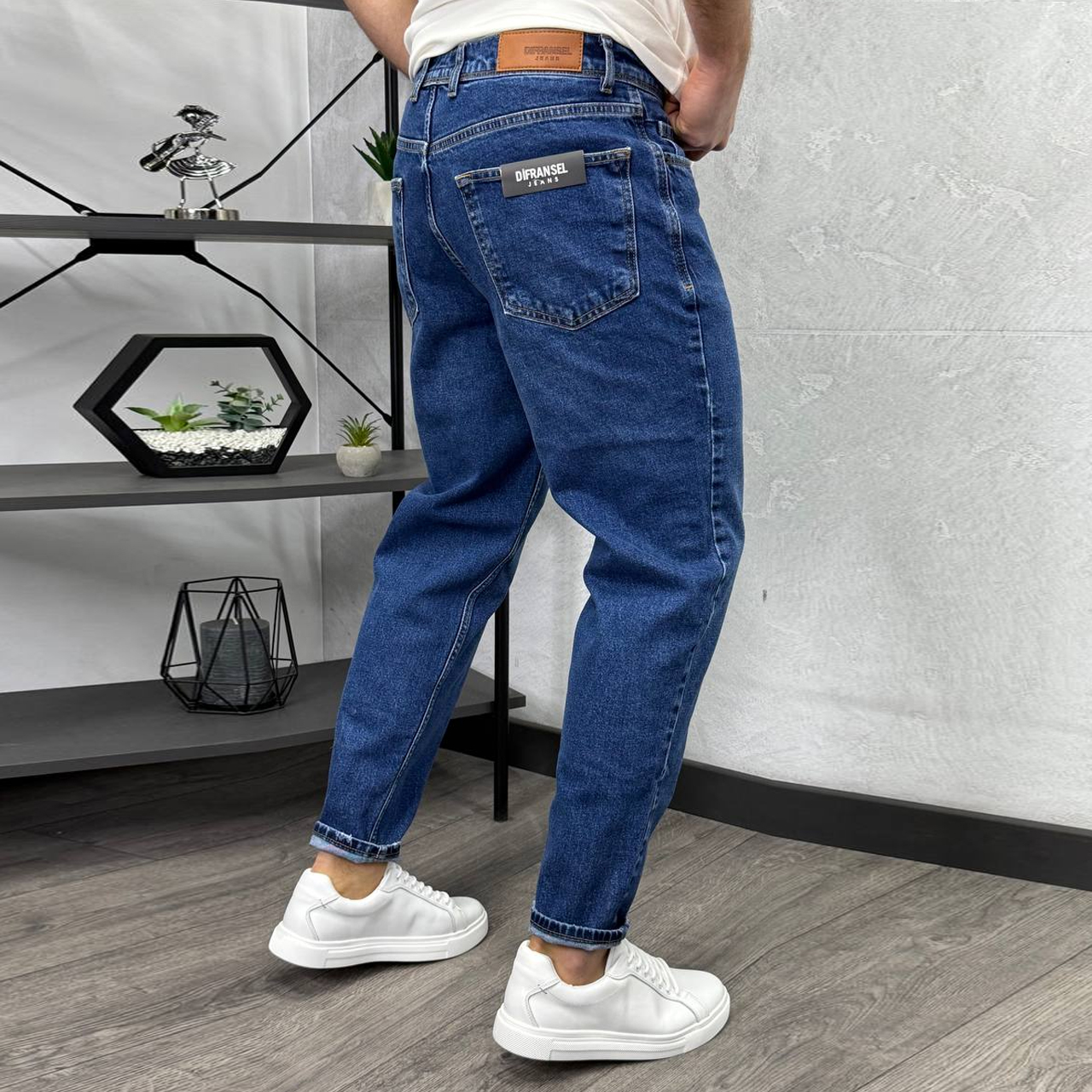 Джинси Mom сині з потертістю 3078-1(2)