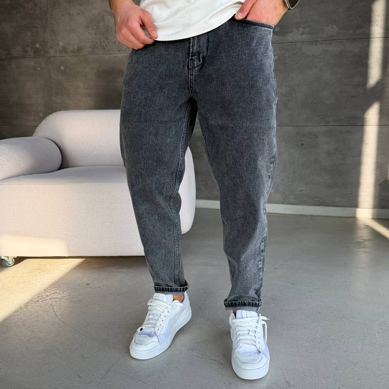 Джинси Mom сірі 3089