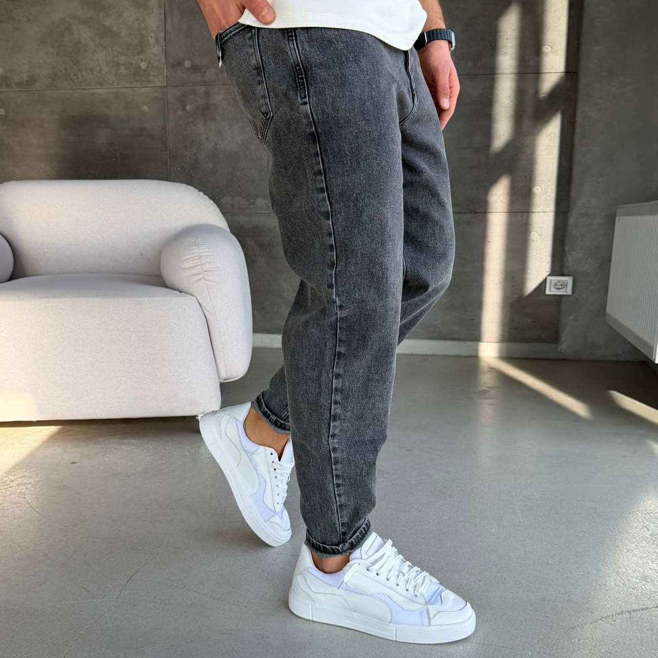 Джинси Mom сірі 3089