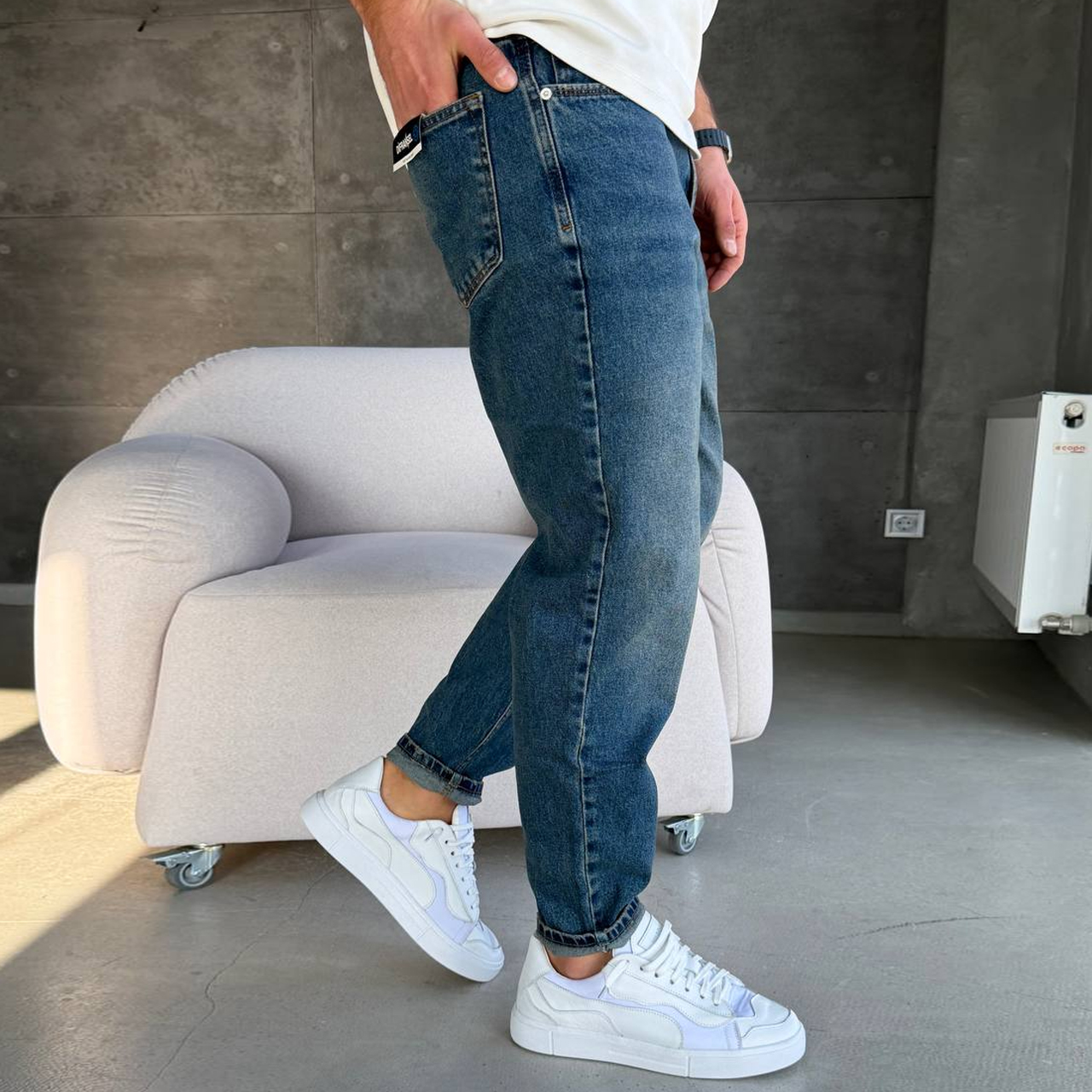 Джинси Mom сині з потертістю 3101-1