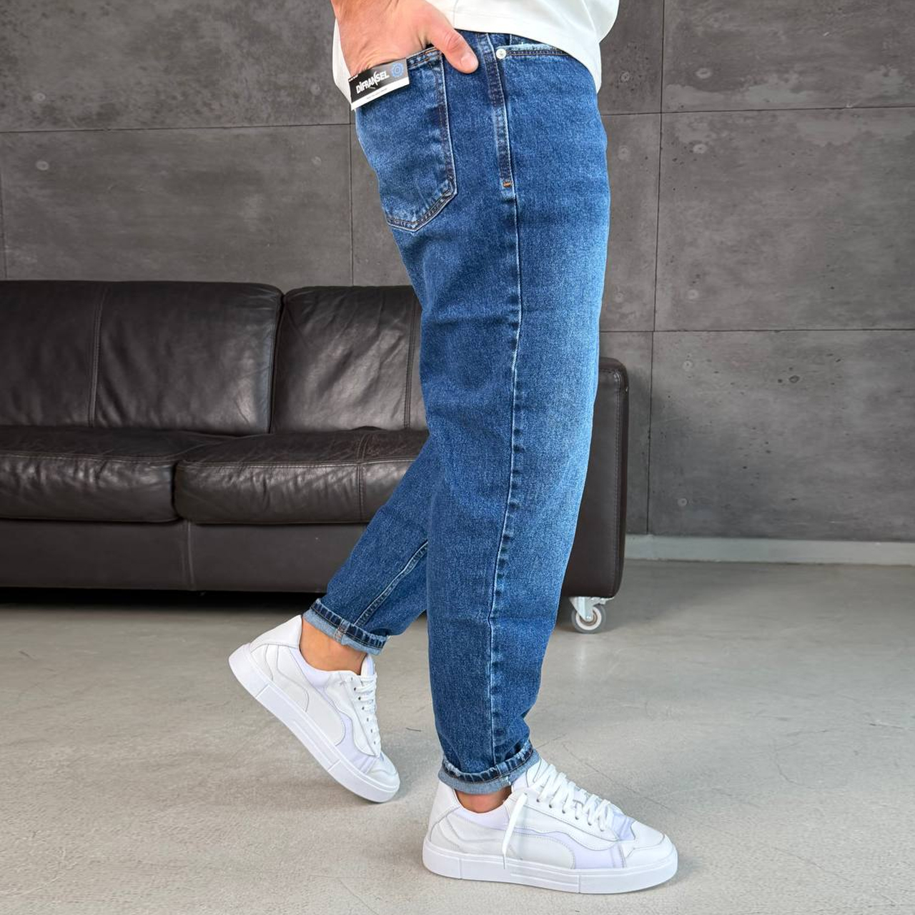 Джинси Mom сині з потертістю 3101