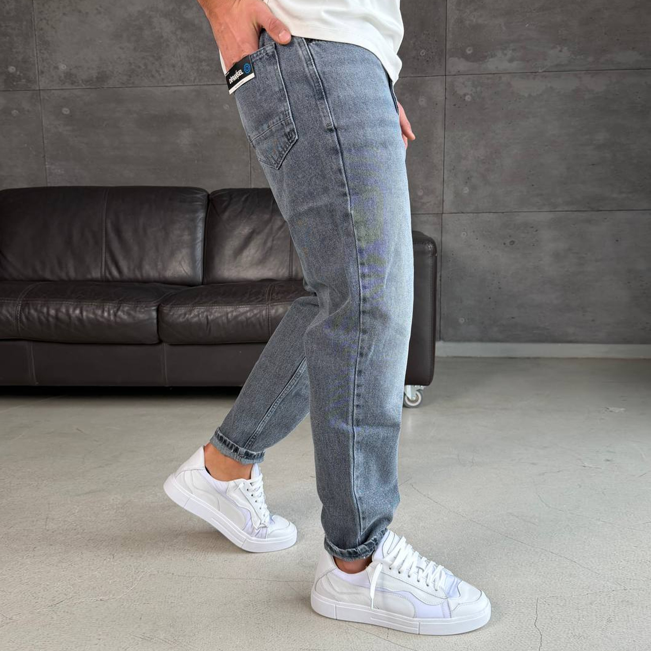 Джинси Mom сірі з синім відтінком 6 (зал)