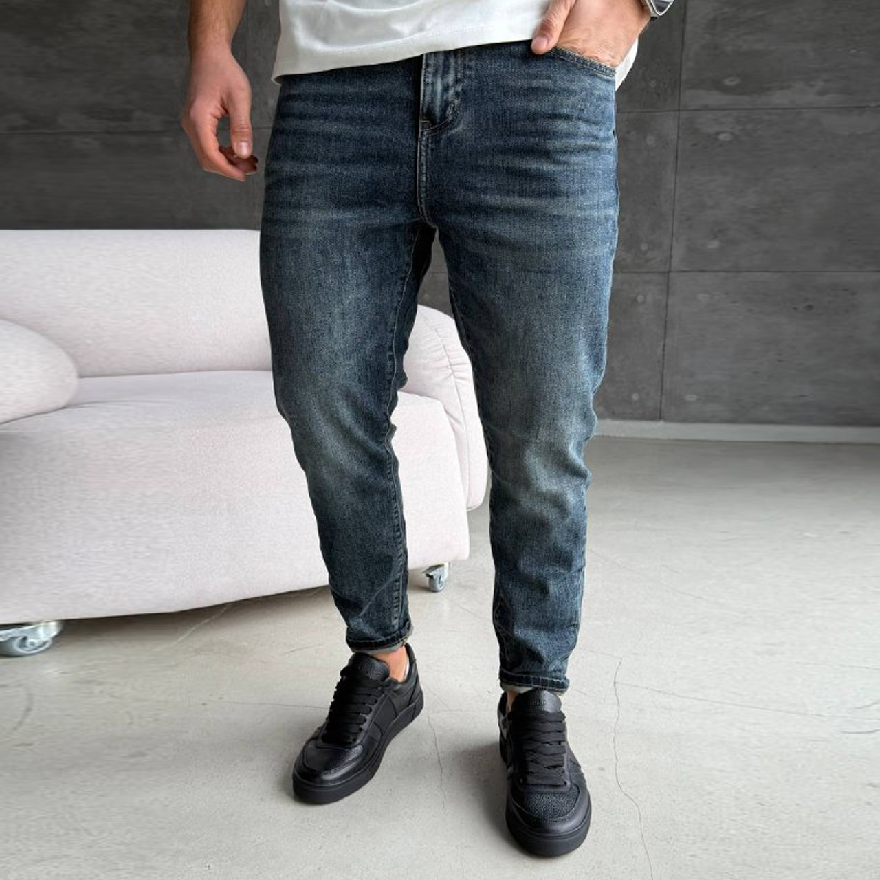 Джинси Slim Mom сині з потертостями 7