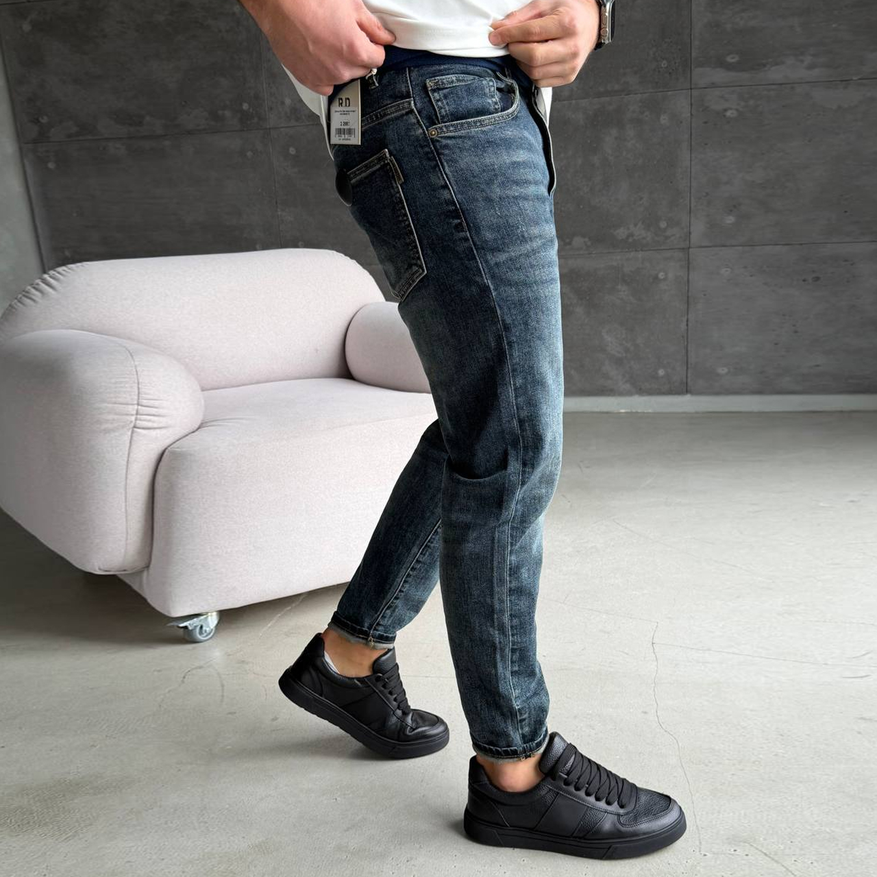 Джинси Slim Mom сині з потертостями 7