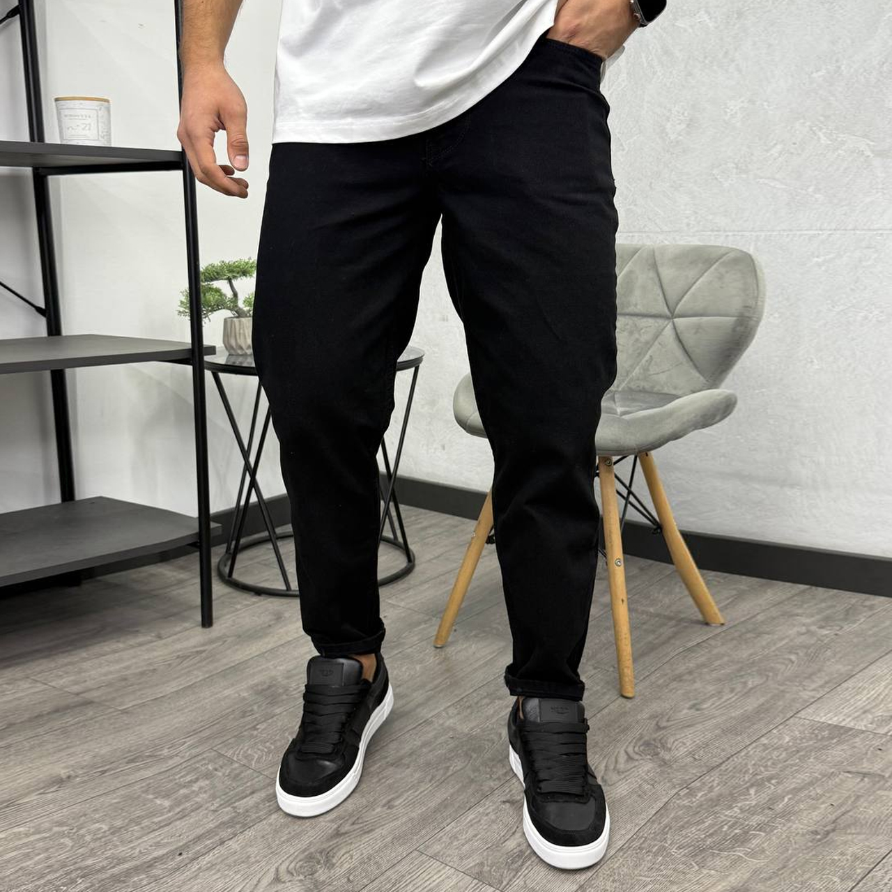 Джинси Slim Mom чорні 2996