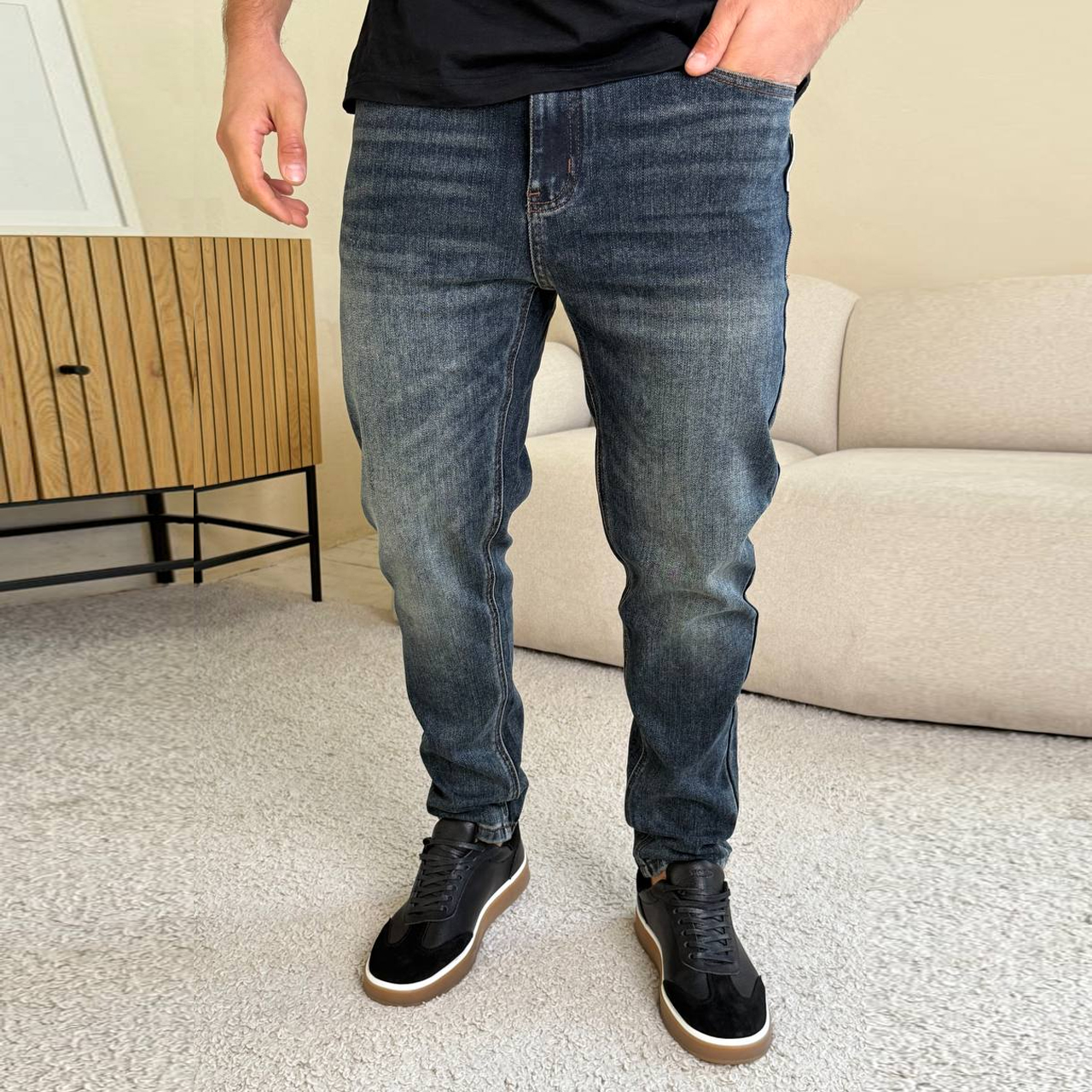 Джинси Slim Mom темно-сині з потертостями 18