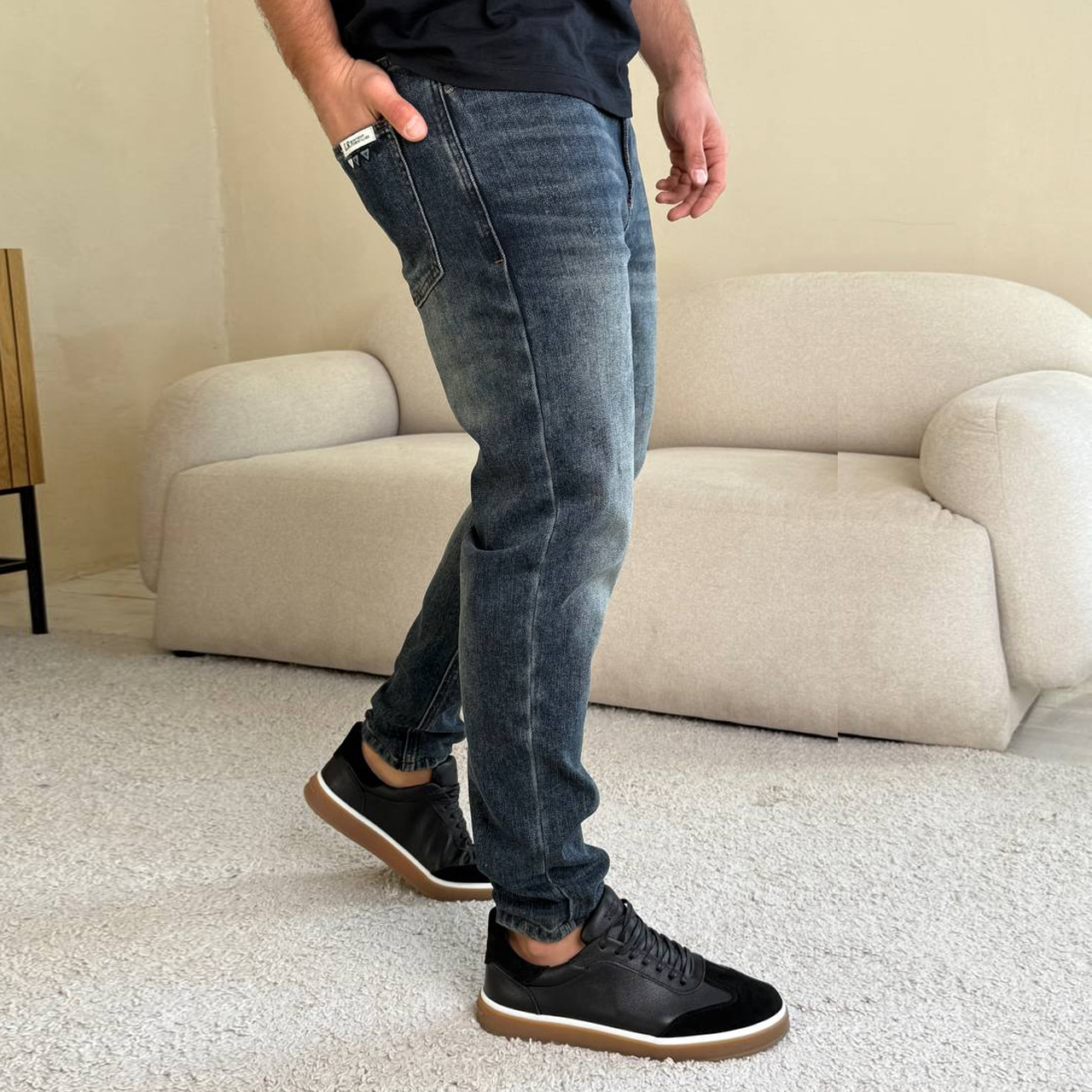 Джинси Slim Mom темно-сині з потертостями 18