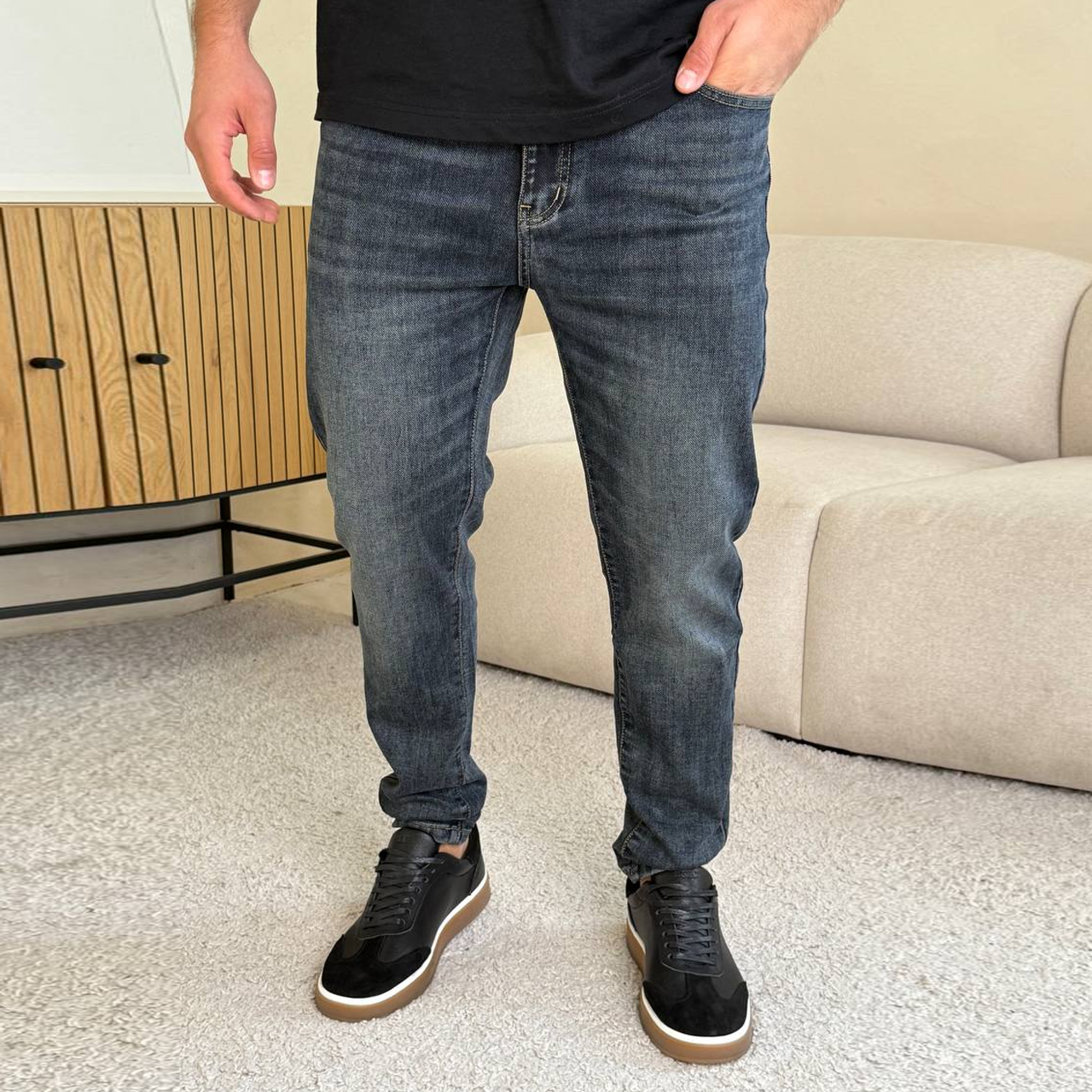 Джинси Slim Mom темно-сині з потертостями 19