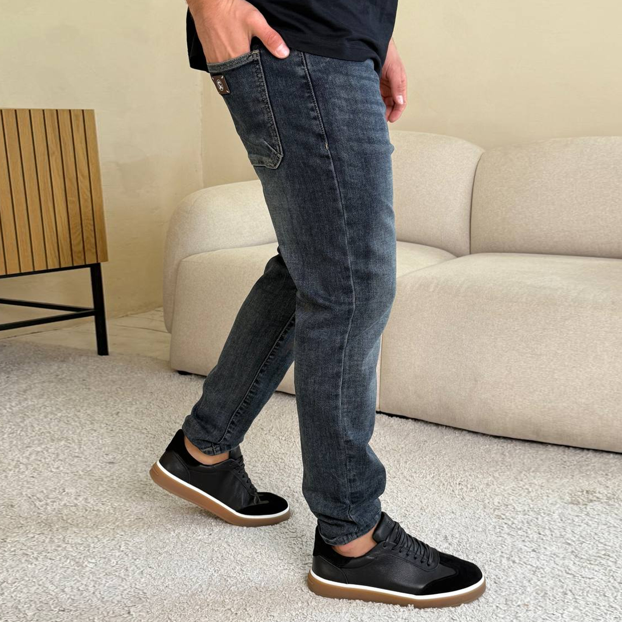 Джинси Slim Mom темно-сині з потертостями 19