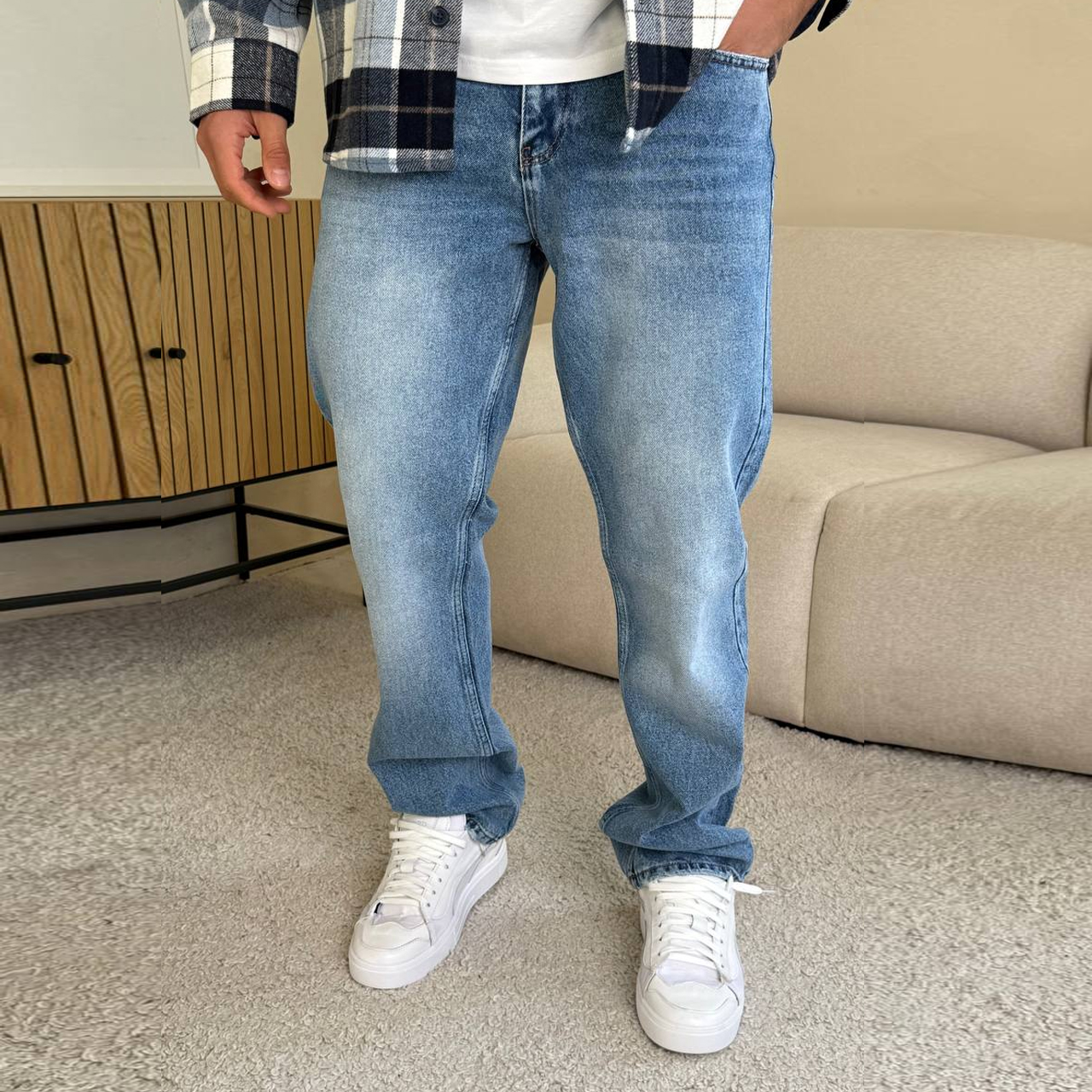 Джинси Baggy сині з потертістю 2091-1