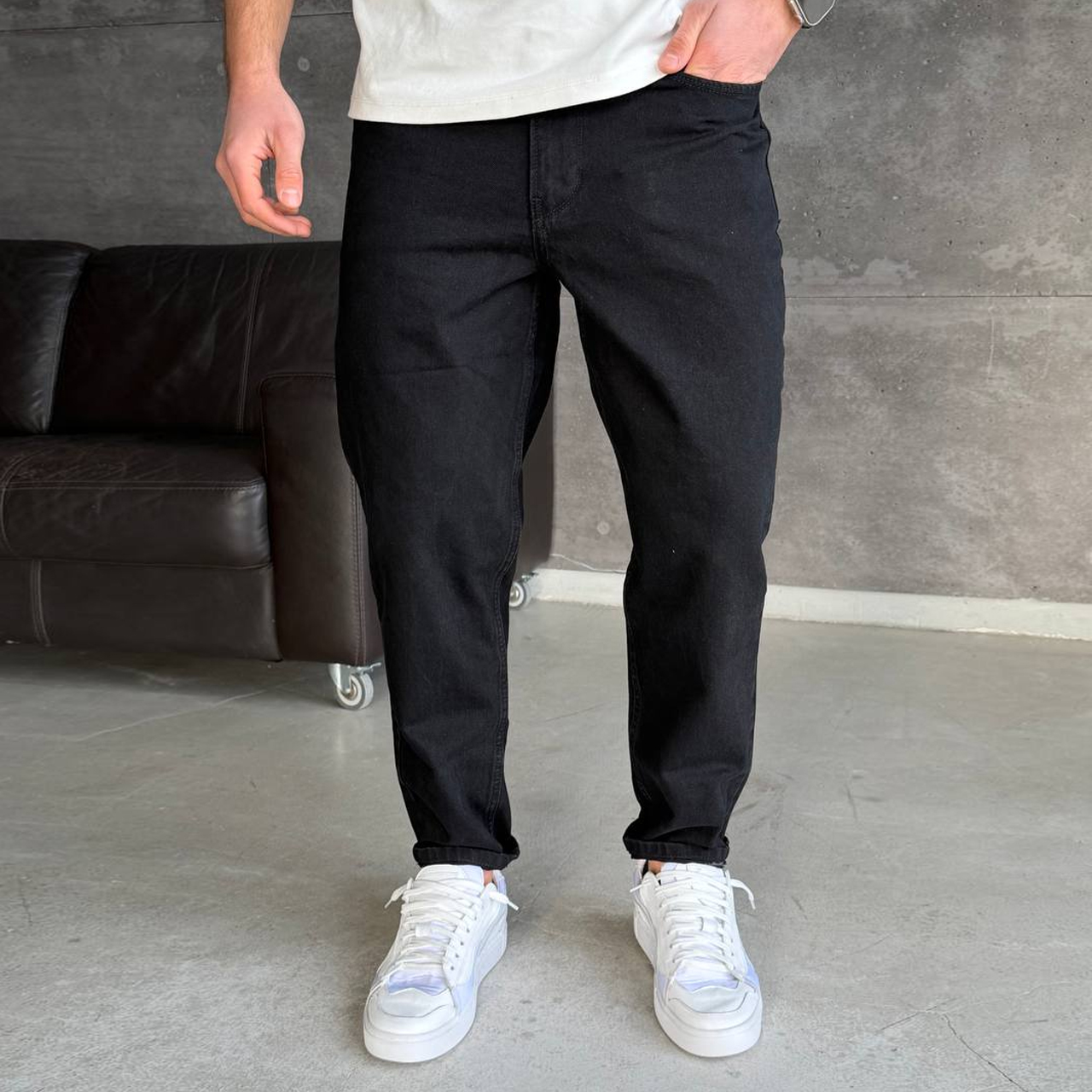 Джинси Mom текстурні чорні 3232