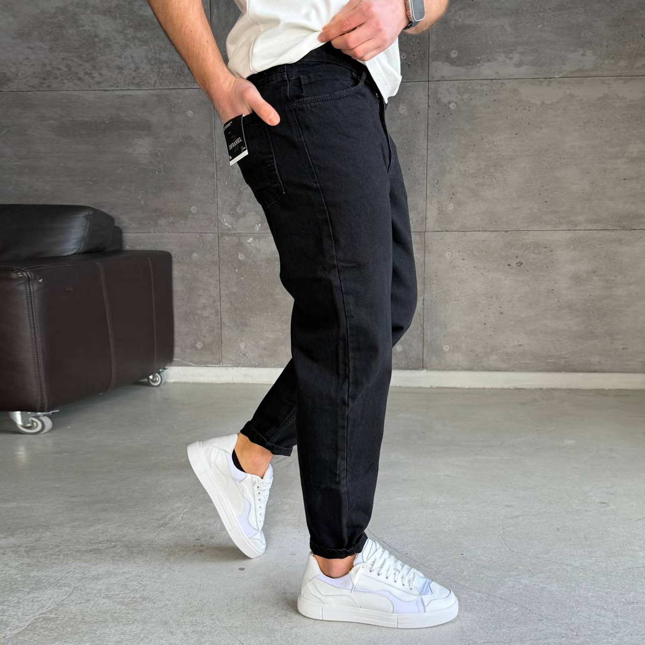 Джинси Mom текстурні чорні 3232