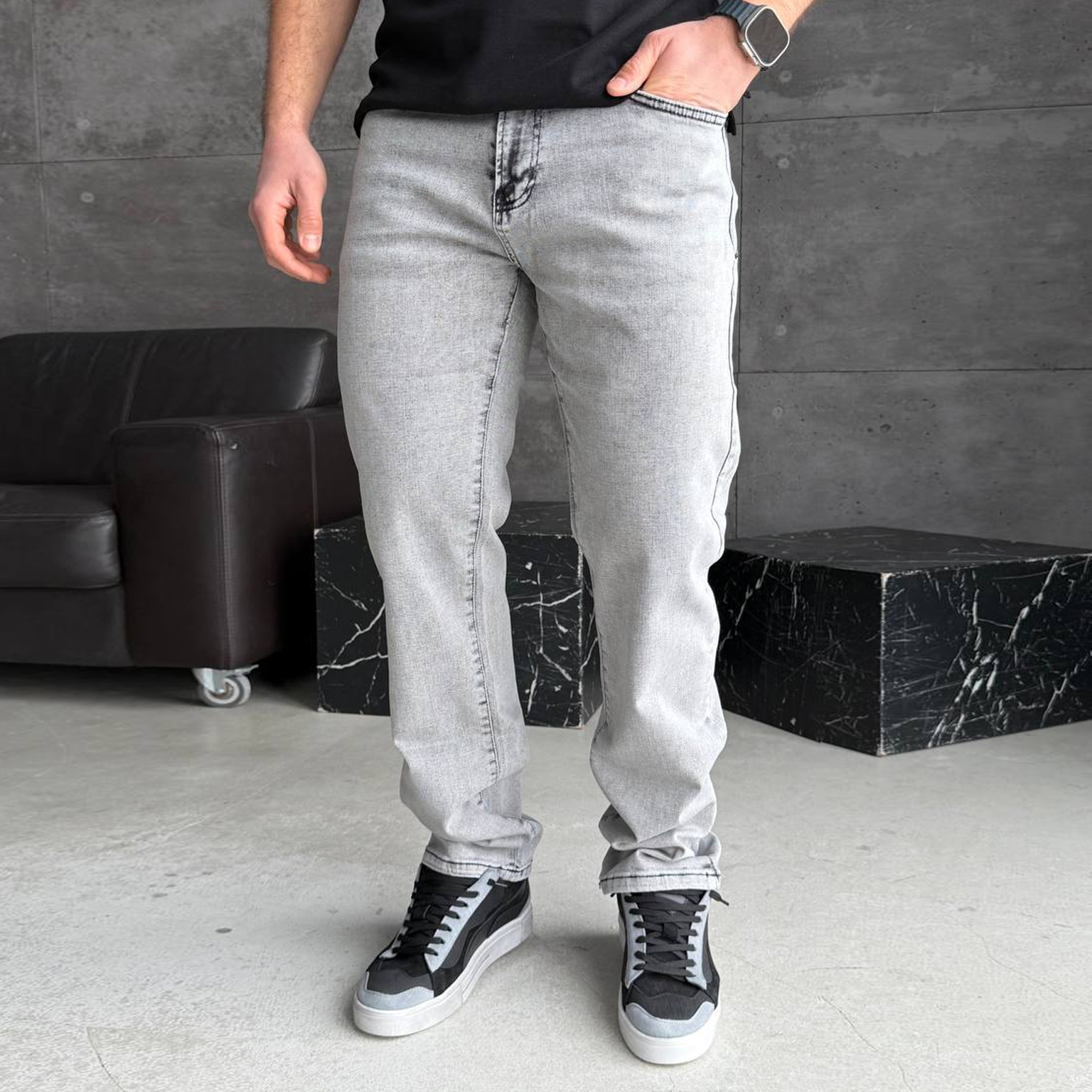 Джинси прямі світло-сірі 3131-32