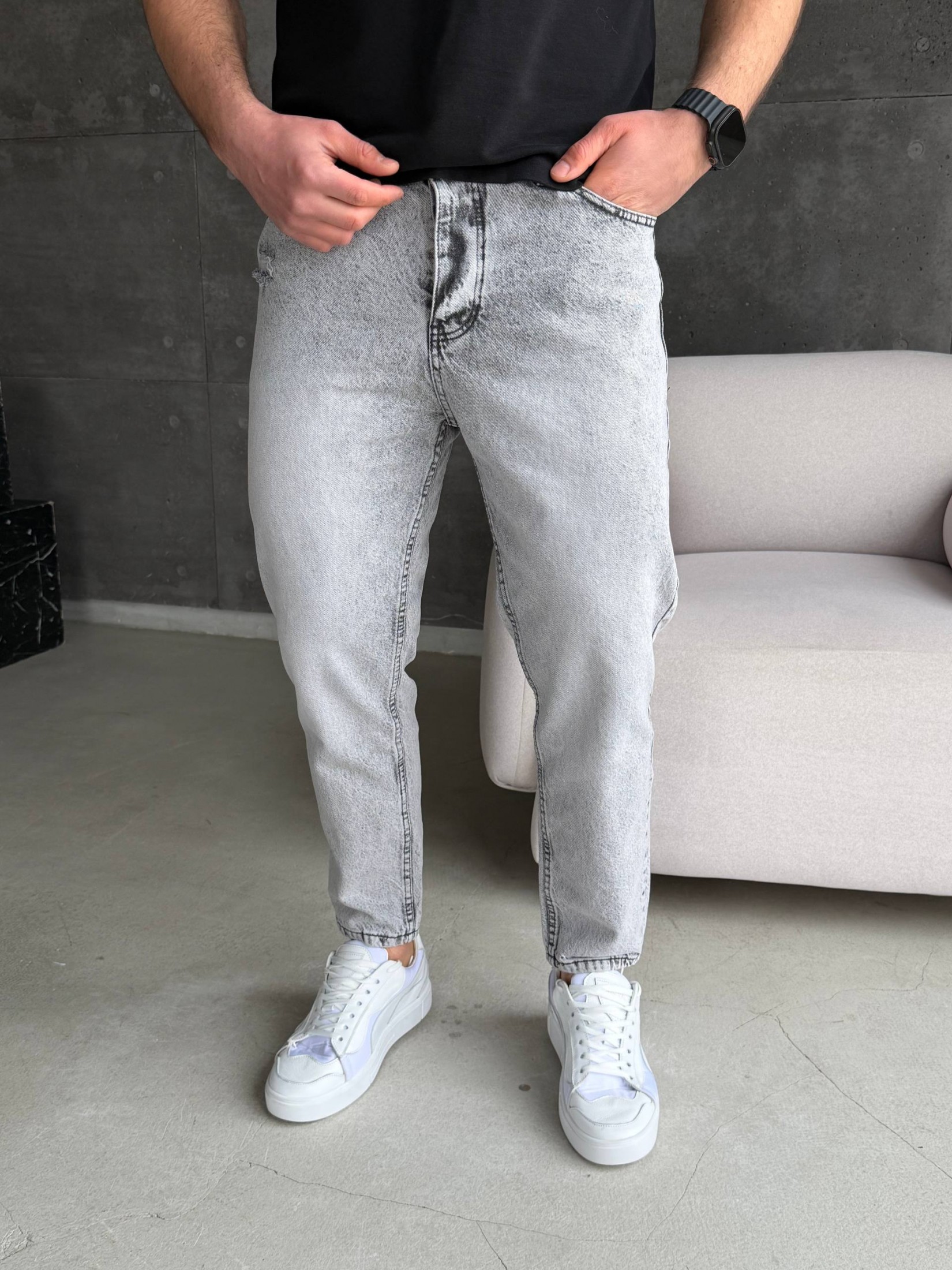 Джинси Slim Mom сірі 2356