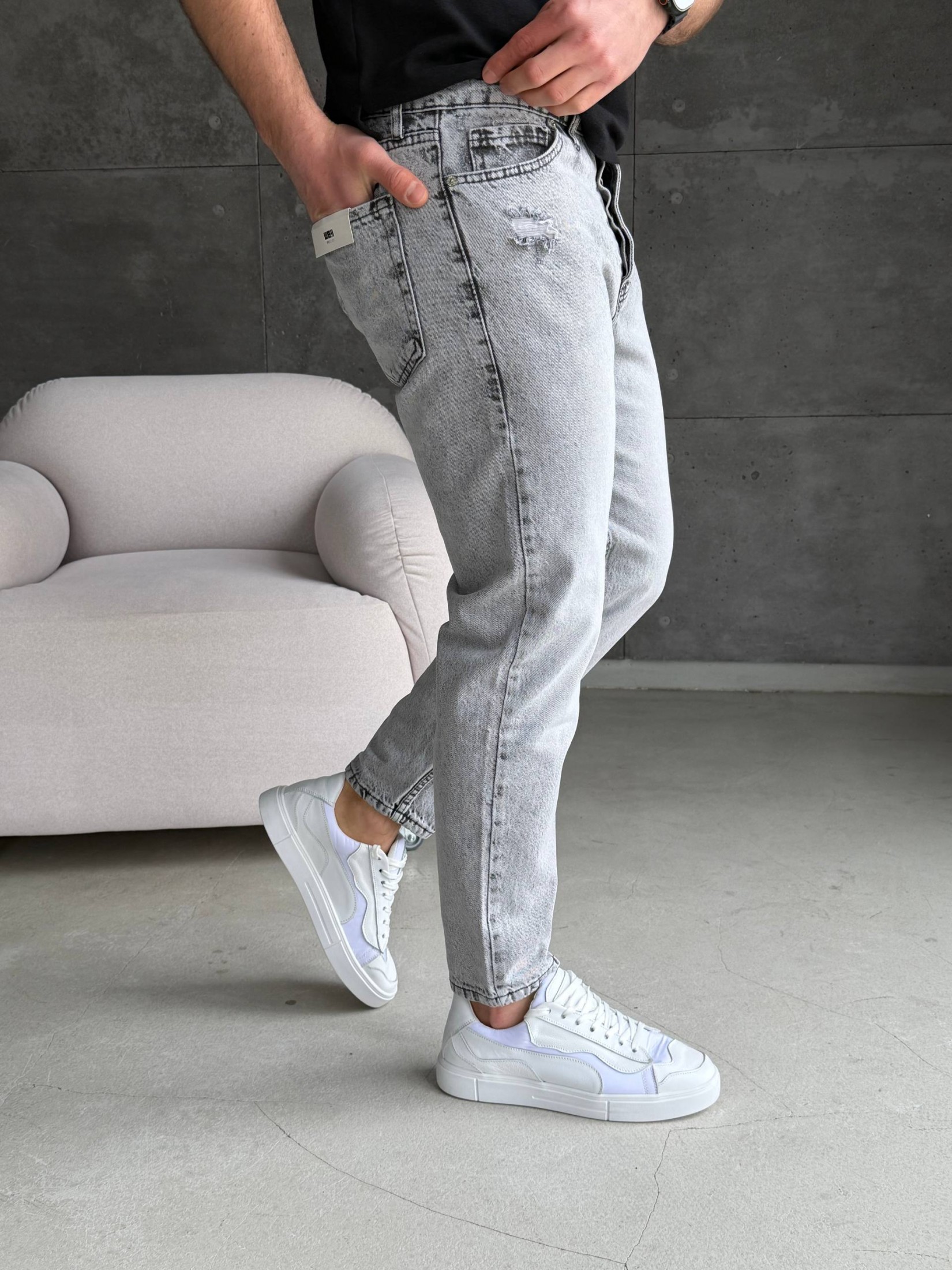 Джинси Slim Mom сірі 2356