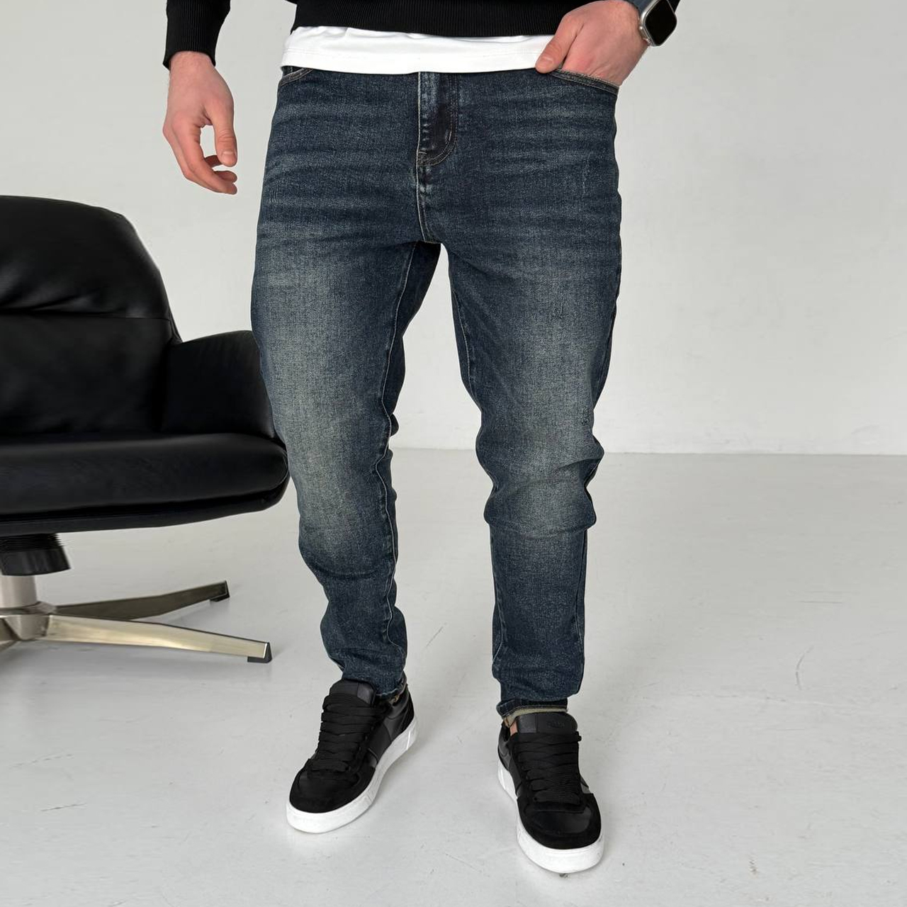 Джинси Slim Моm з потертостями сині 3306-2