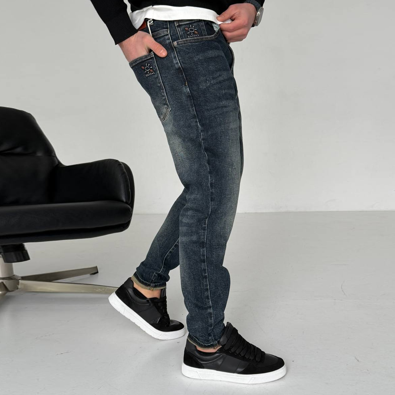 Джинси Slim Моm з потертостями сині 3306-2