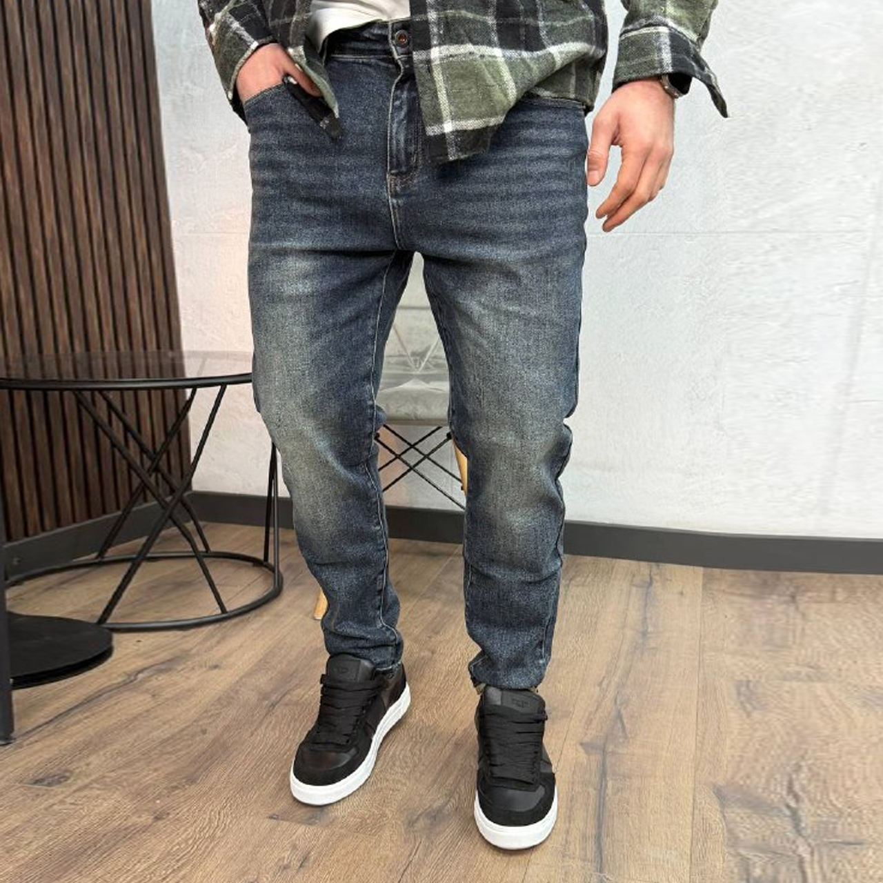 Джинси Slim Моm з потертостями сині 3301-2