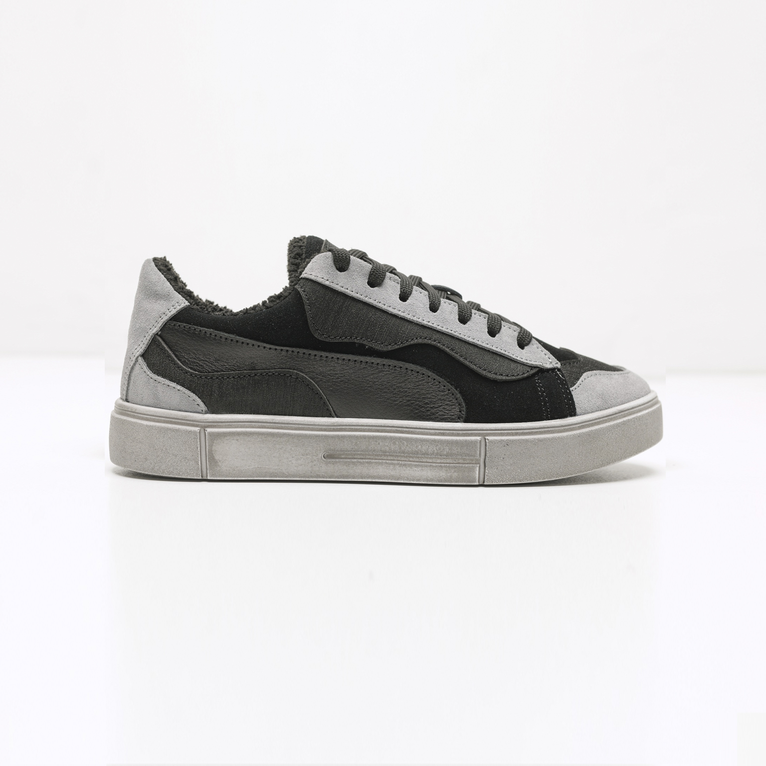 Кеди HARD Wave хутро чорно-сірі 1704-2м