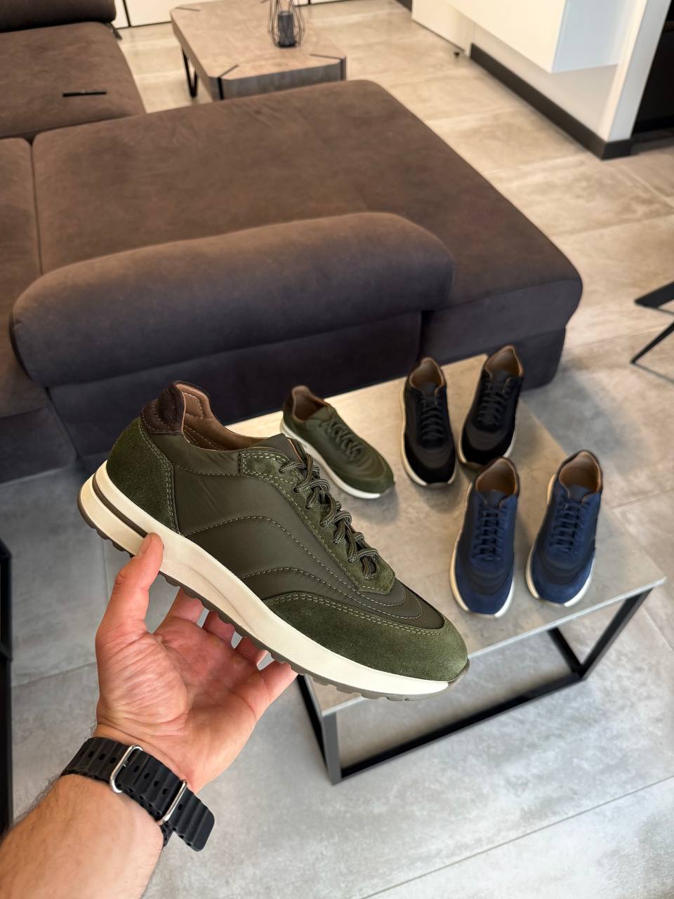 Кросівки HARD замш та плащівка зелені 711-2