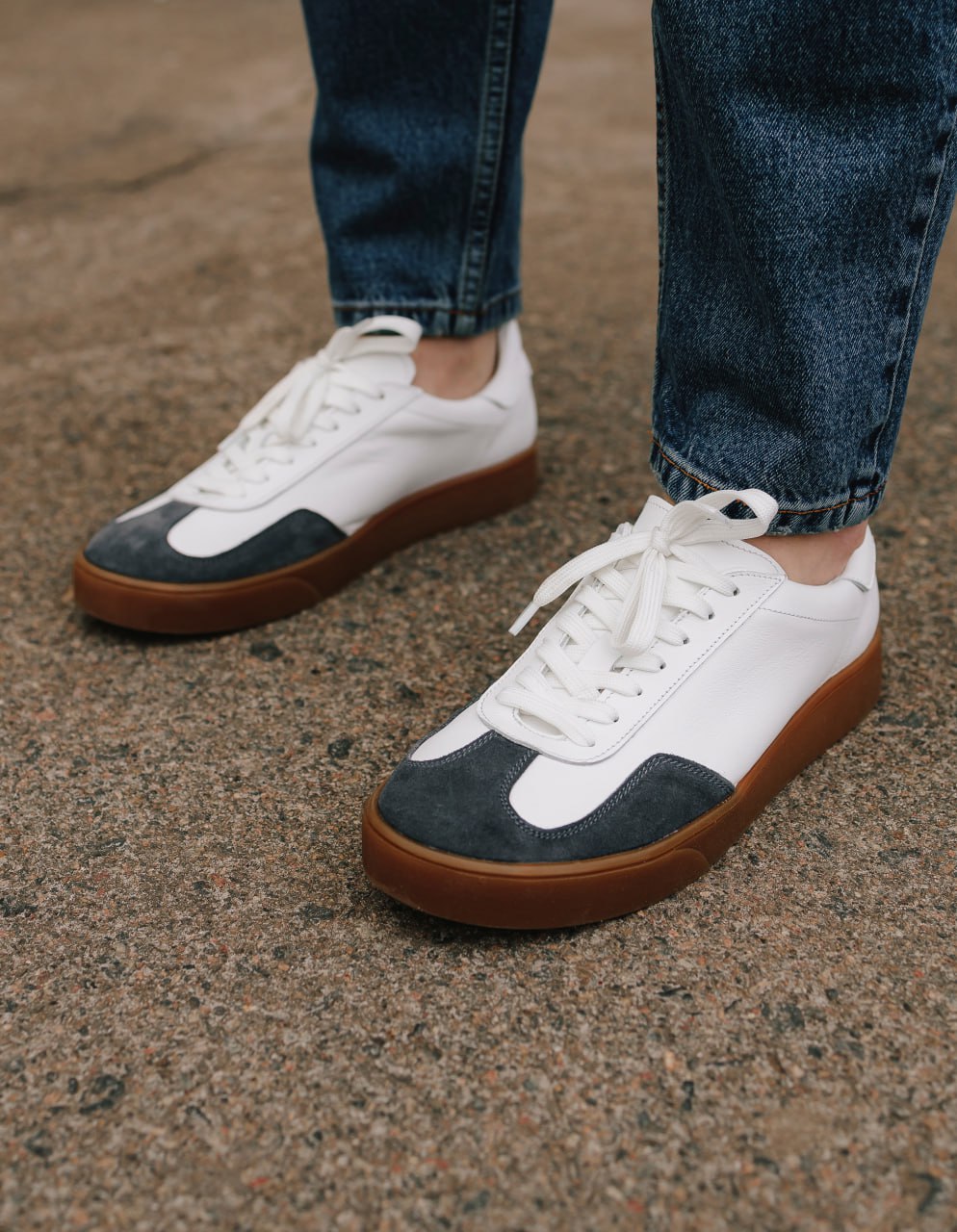 Кросівки HARD шкіра та замш, білі 183-1