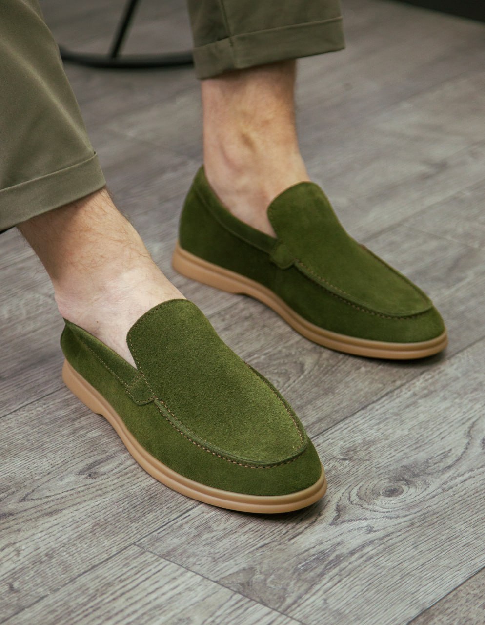 Лофери HARD зелені замша 26167-6