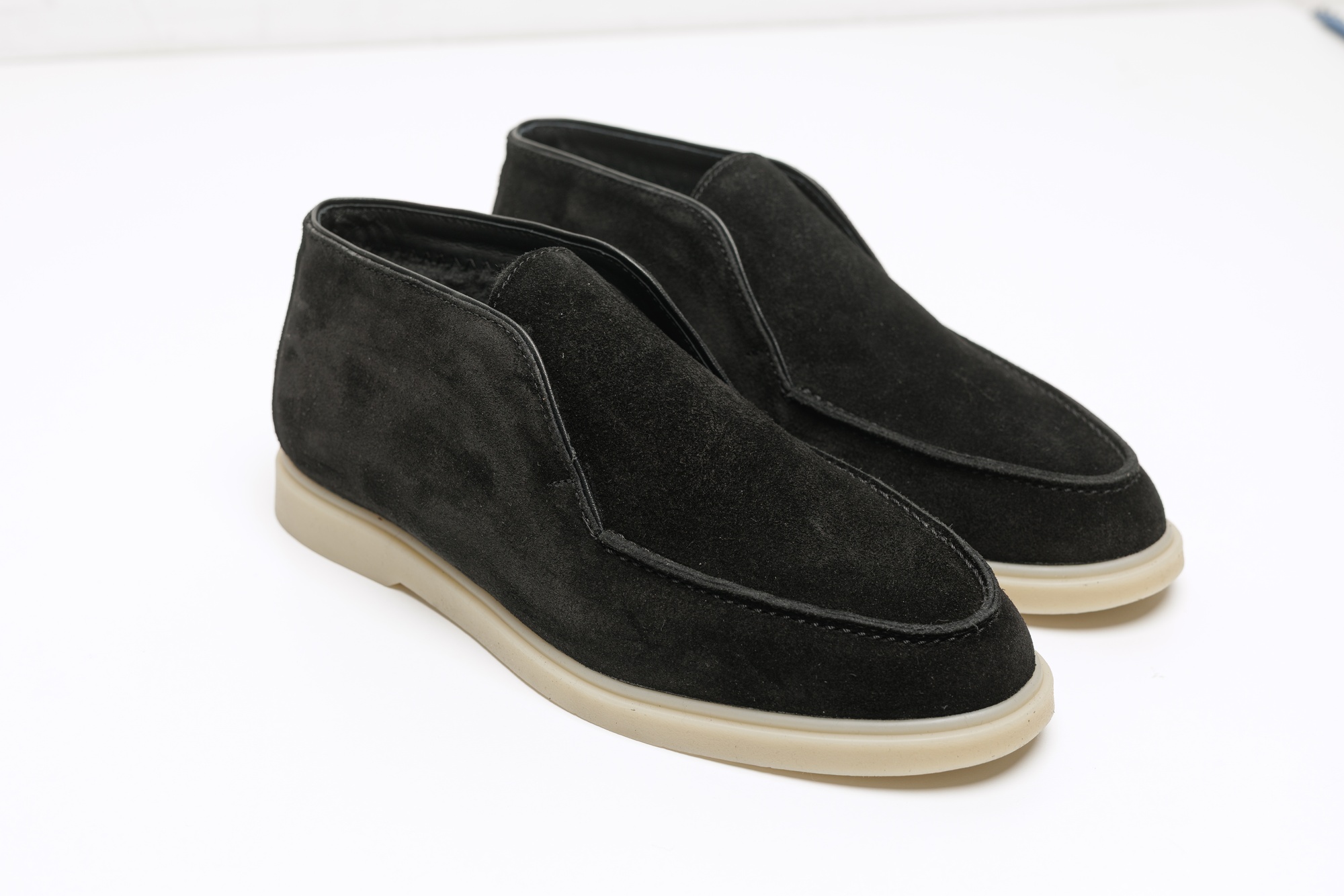 Лофери HARD високі чорні замша хутро 1