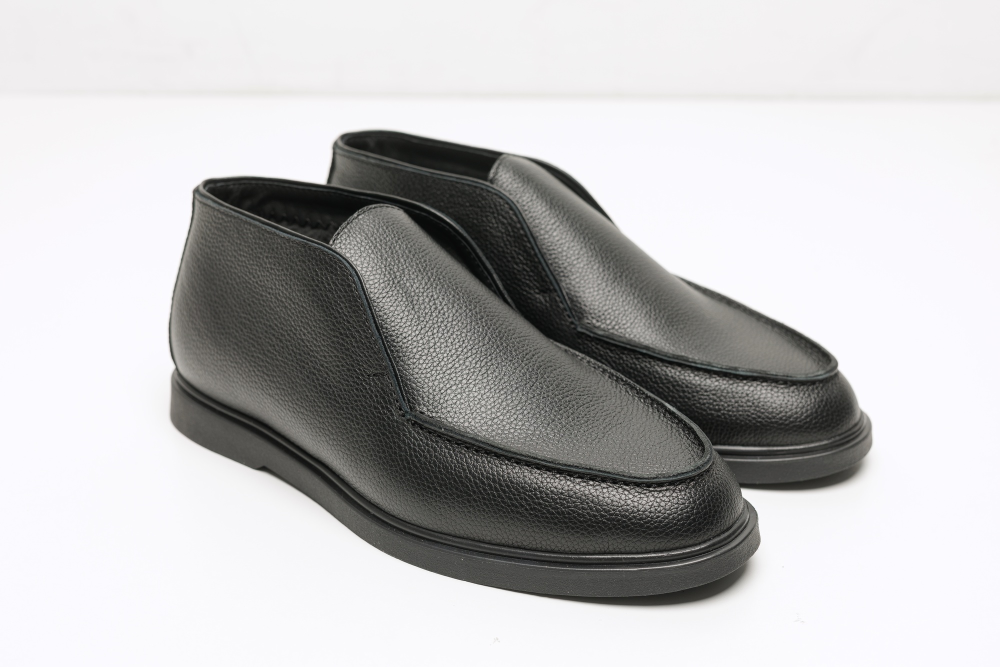 Лофери HARD високі чорні шкіра хутро 3798-3