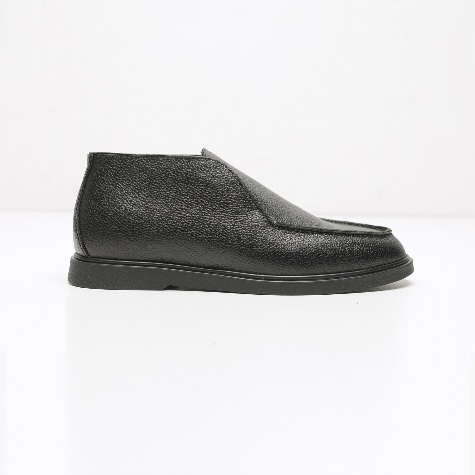 Лофери HARD високі чорні шкіра хутро 3798-3