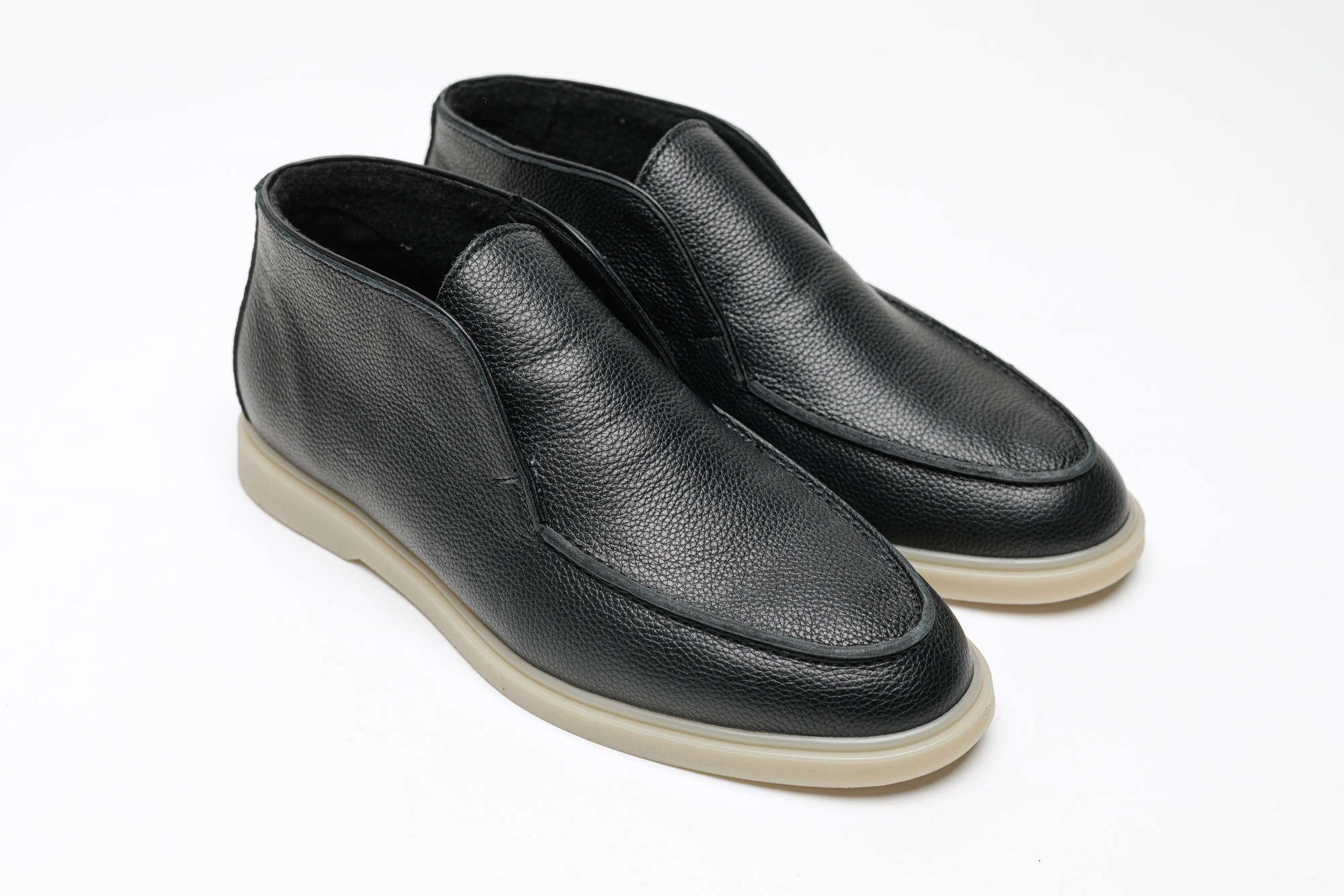 Лофери HARD високі чорні шкіра фліс 2011з-1