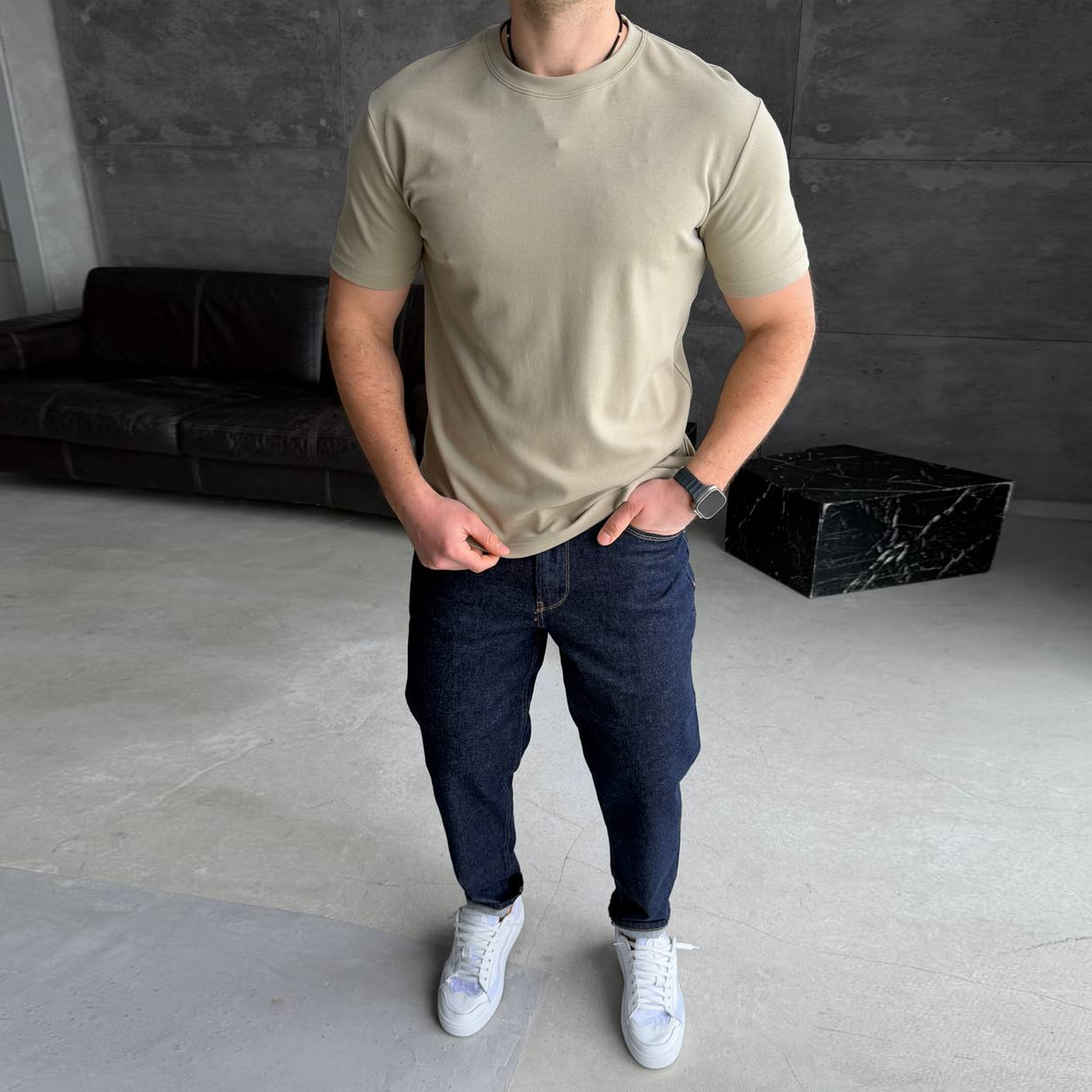 Футболка базова світло-бежева 776-2