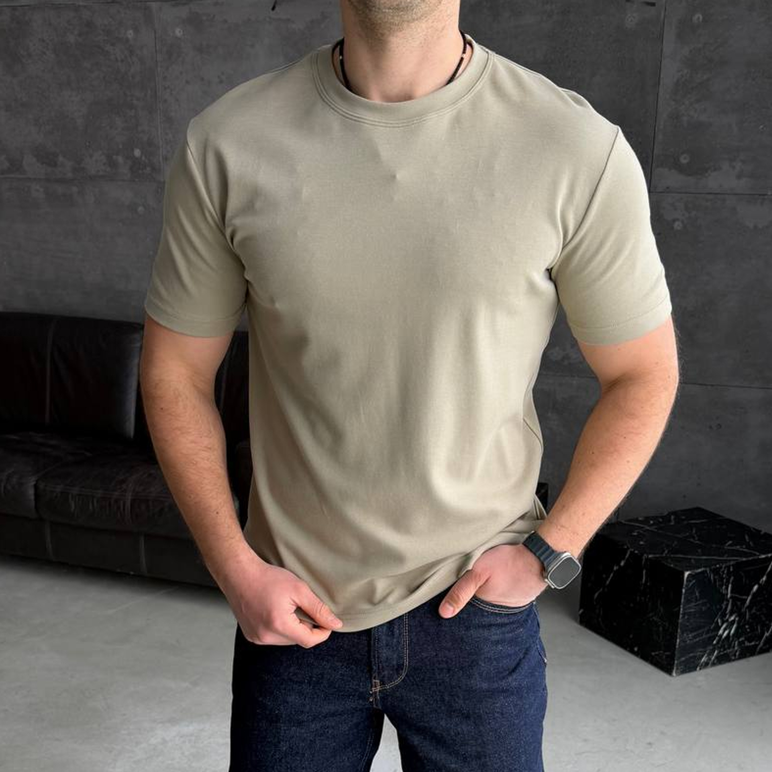 Футболка базова світло-бежева 776-2