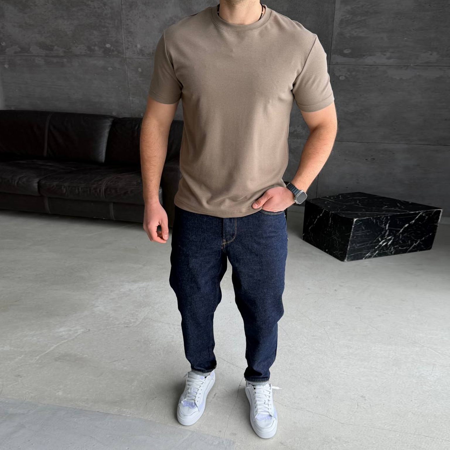 Футболка базова темно-бежева 776-6