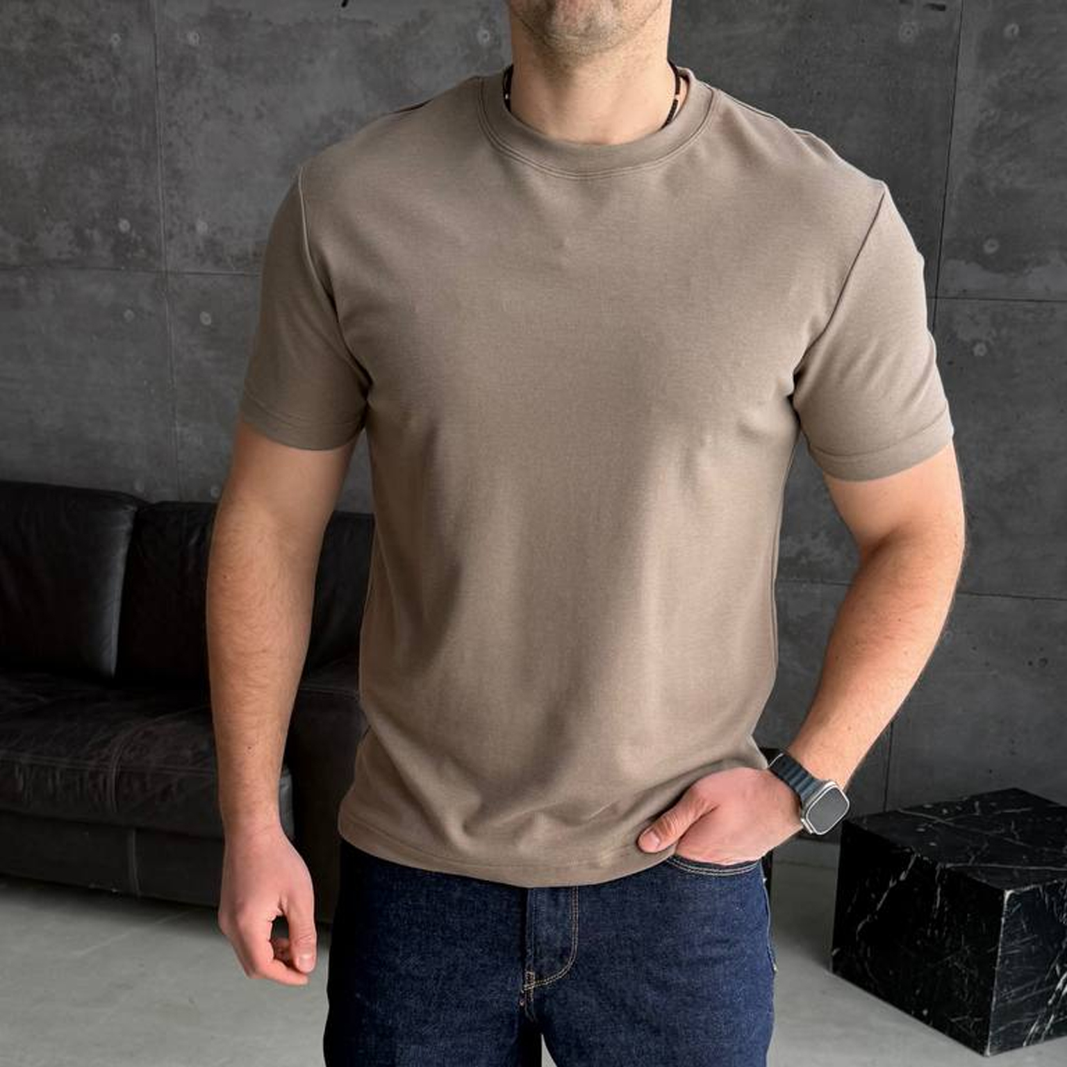 Футболка базова темно-бежева 776-6