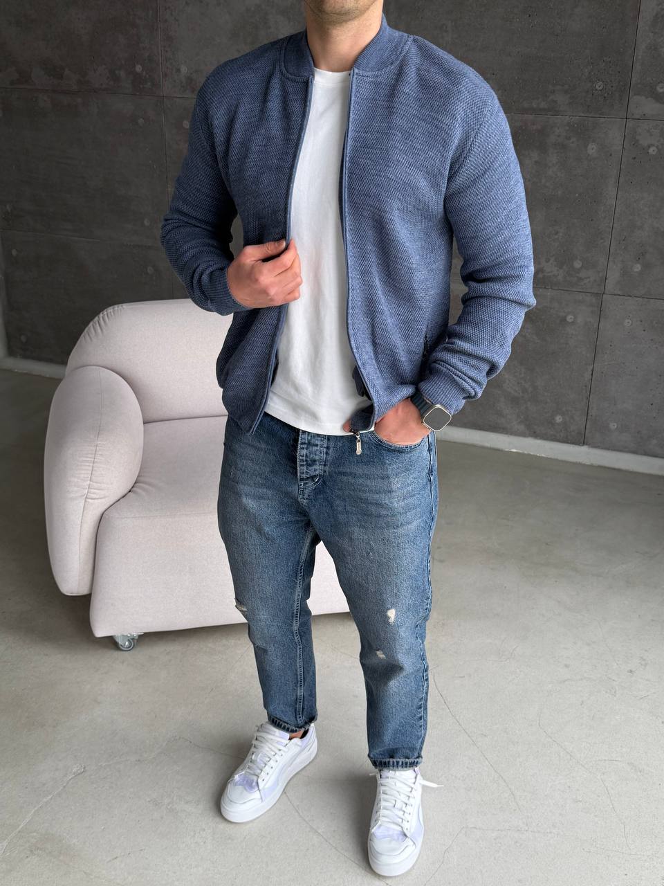 Кофта бомбер на змійці коричнева 72101-3