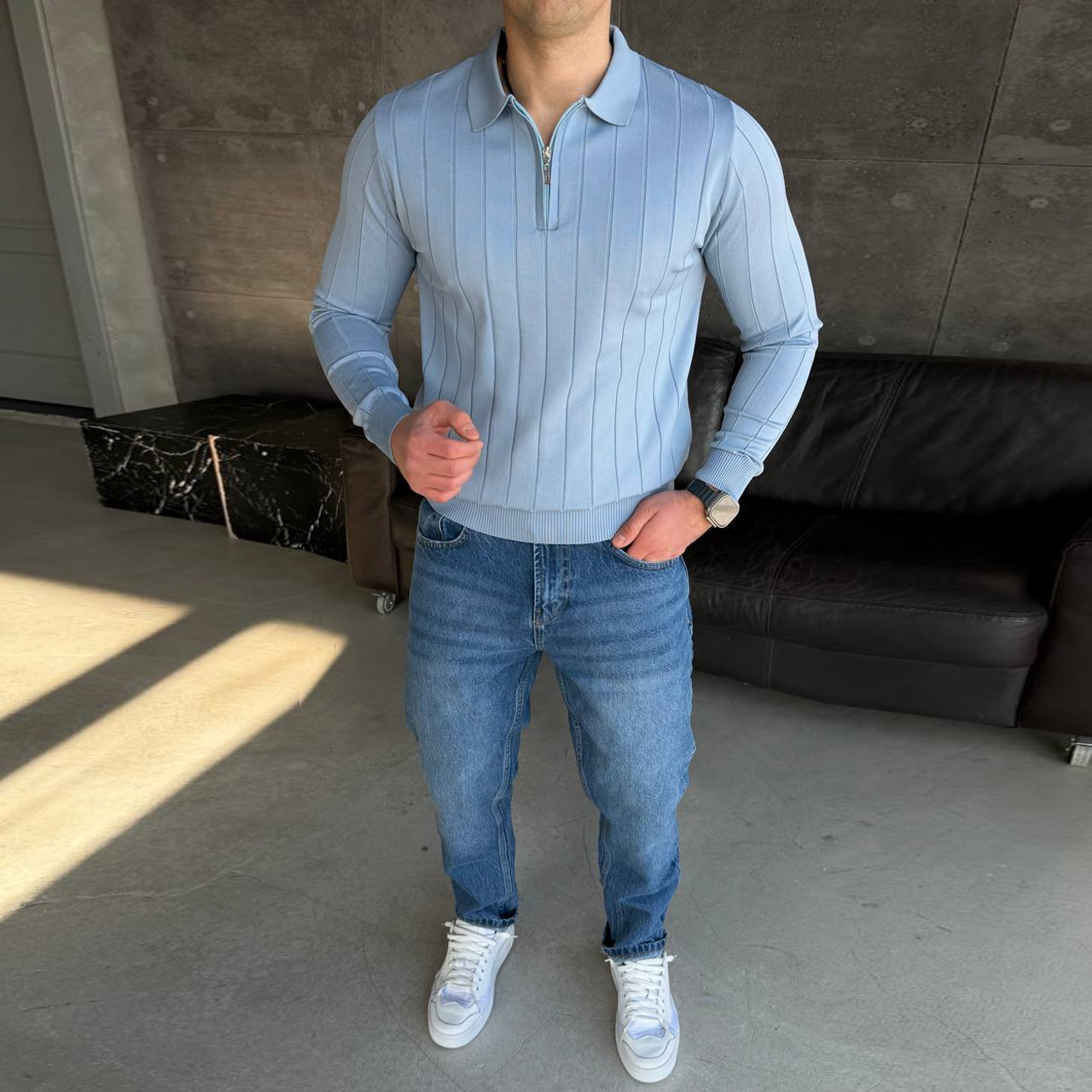 Джемпер класичний блакитний 7242-4