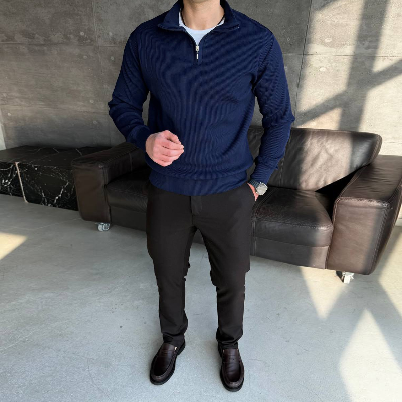 Джемпер класичний синій 7442-1