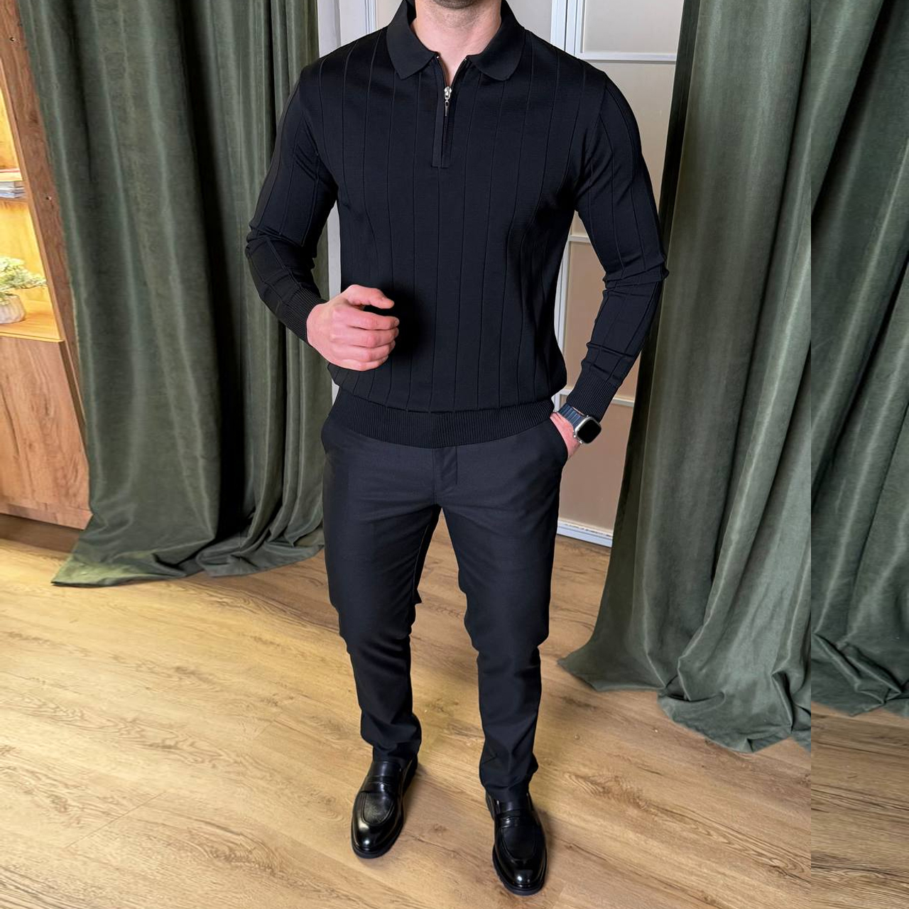 Джемпер класичний чорний 7242-3