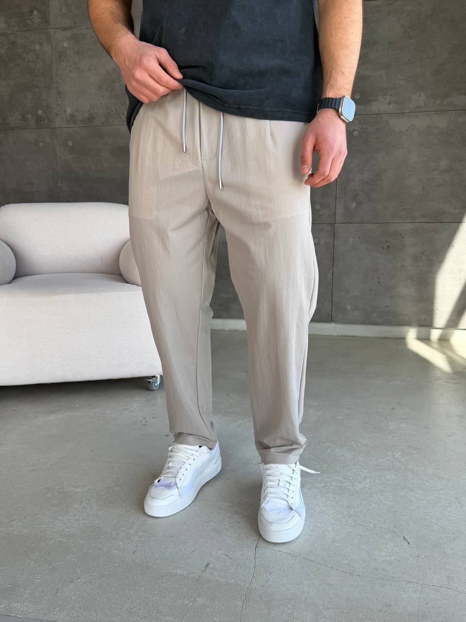  Штани на резинці, світло-сірі 1131-3