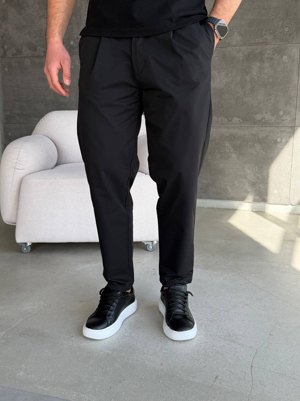 Штани на резинці, чорні 6142