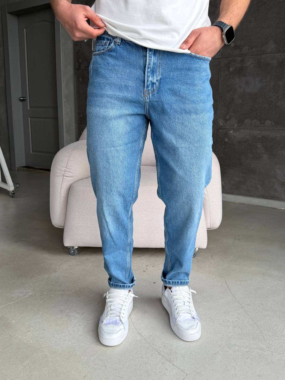 Джинси з білою потертітсю, блакитні 3262