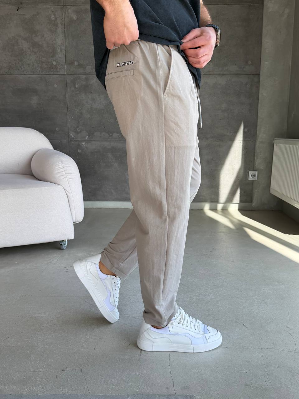  Штани на резинці, світло-сірі 1131-3