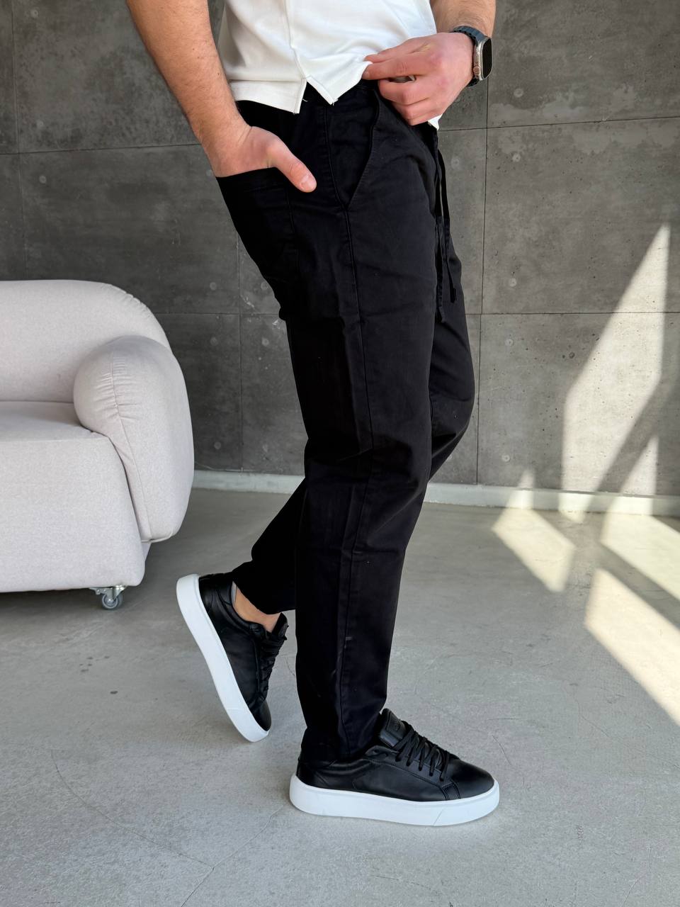 Штани на резинці та зав'язках, чорні 6554-2