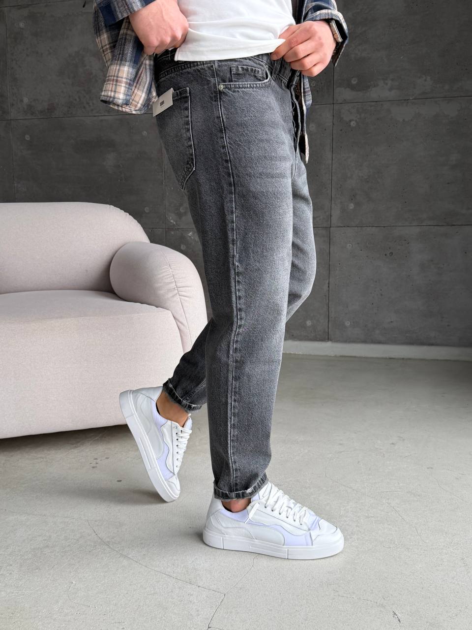 Джинси з подряжками сірі 2402